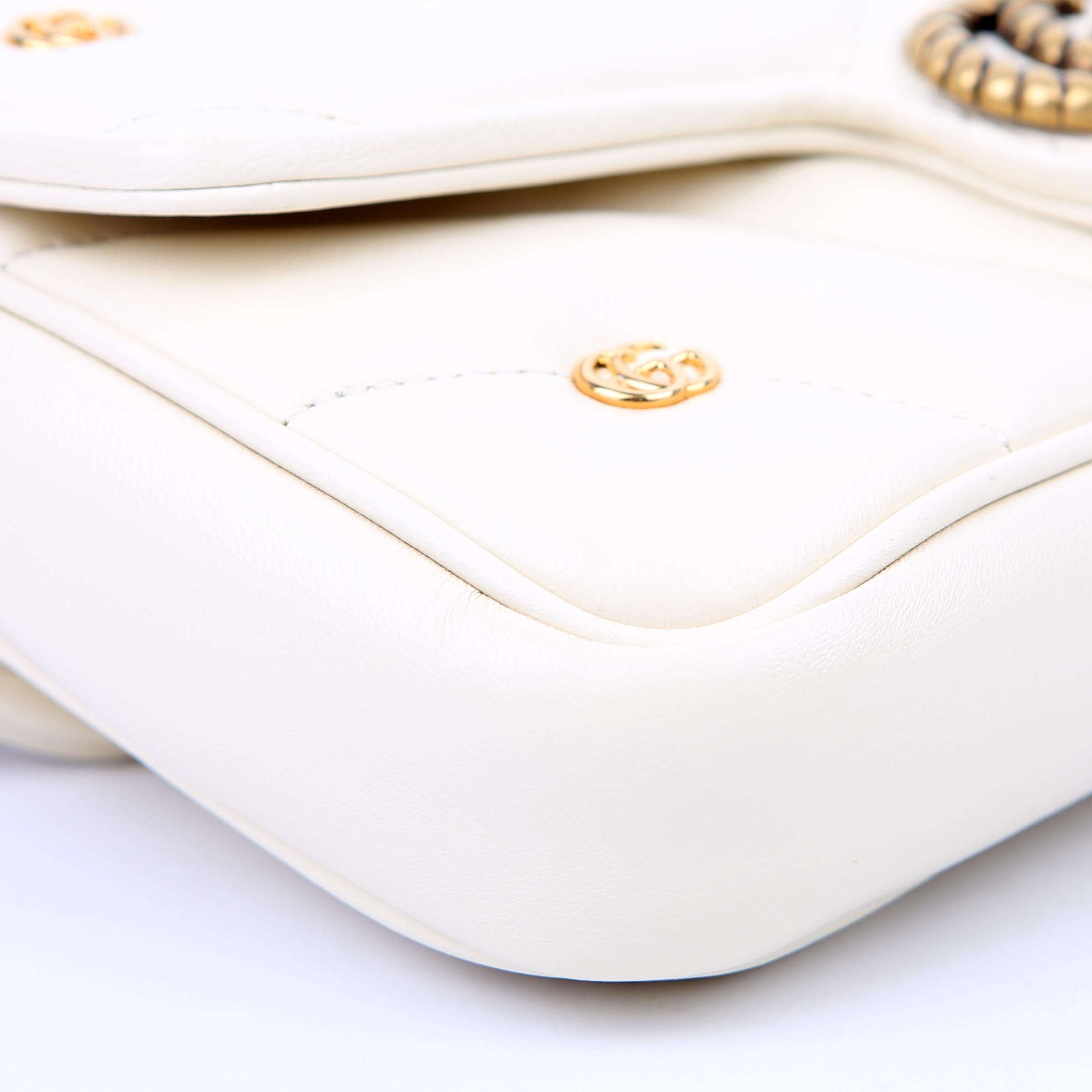 Gucci 768293 Marmont GG Studded With Card Holder Deerskin Cream