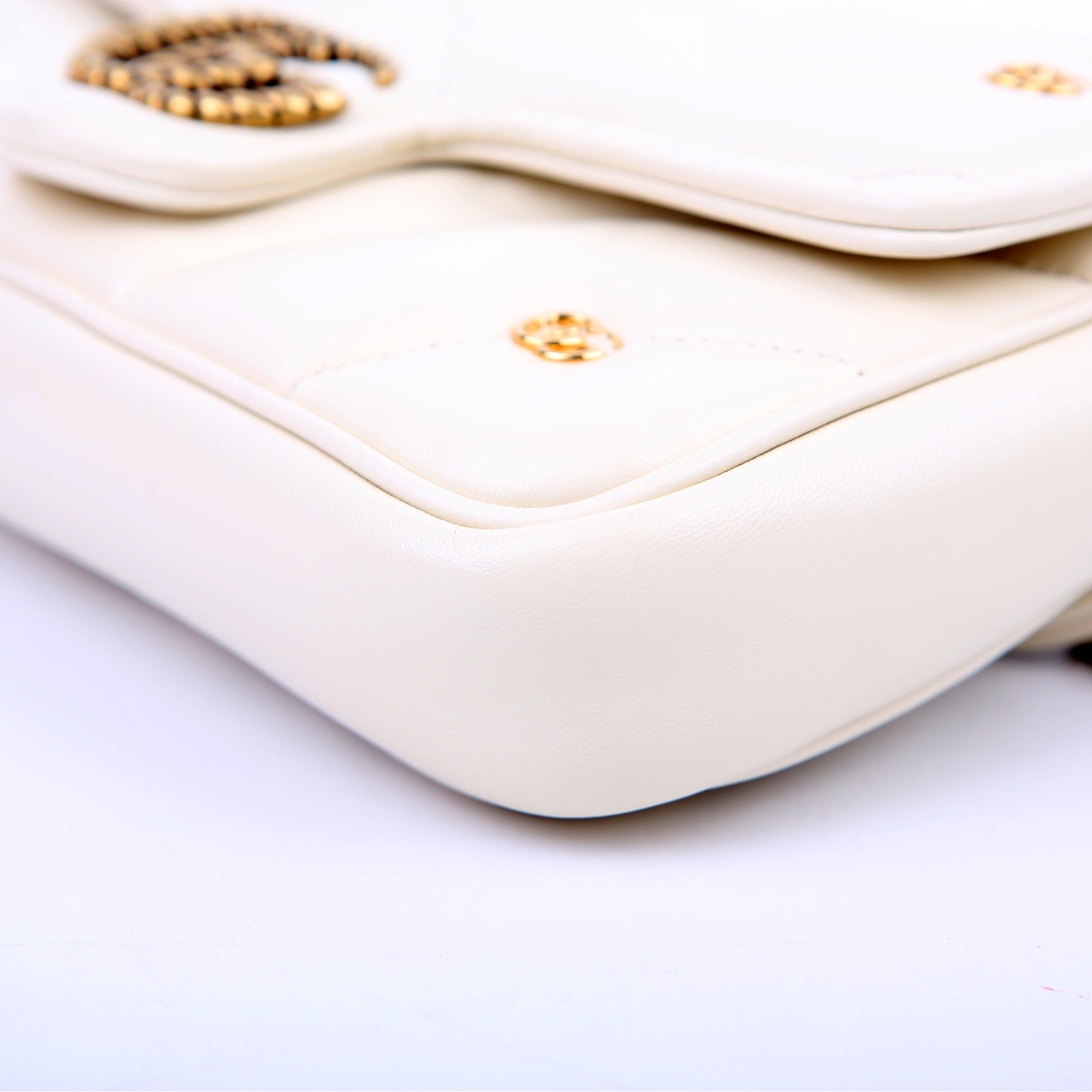 Gucci 768293 Marmont GG Studded With Card Holder Deerskin Cream