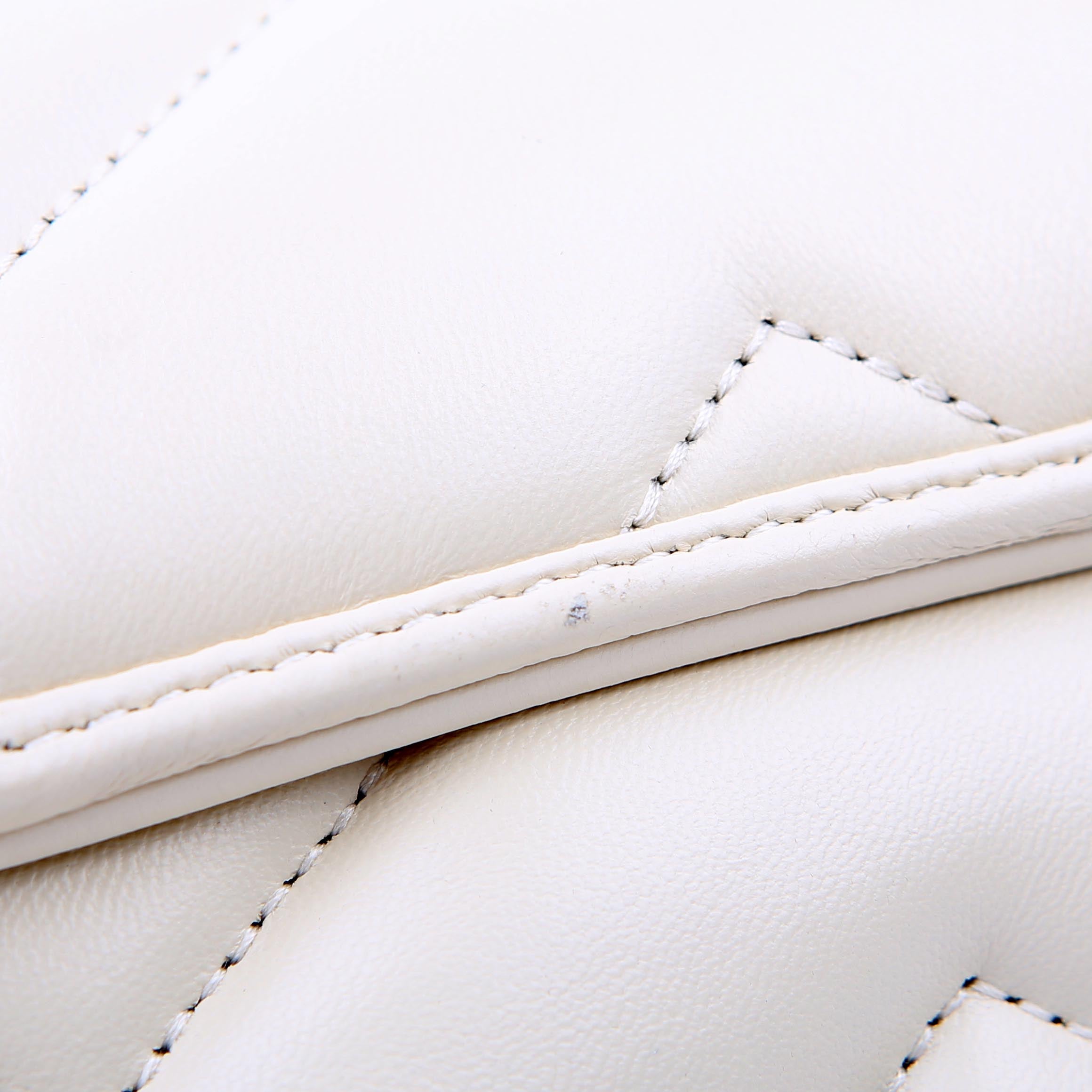 Gucci 768293 Marmont GG Studded With Card Holder Deerskin Cream