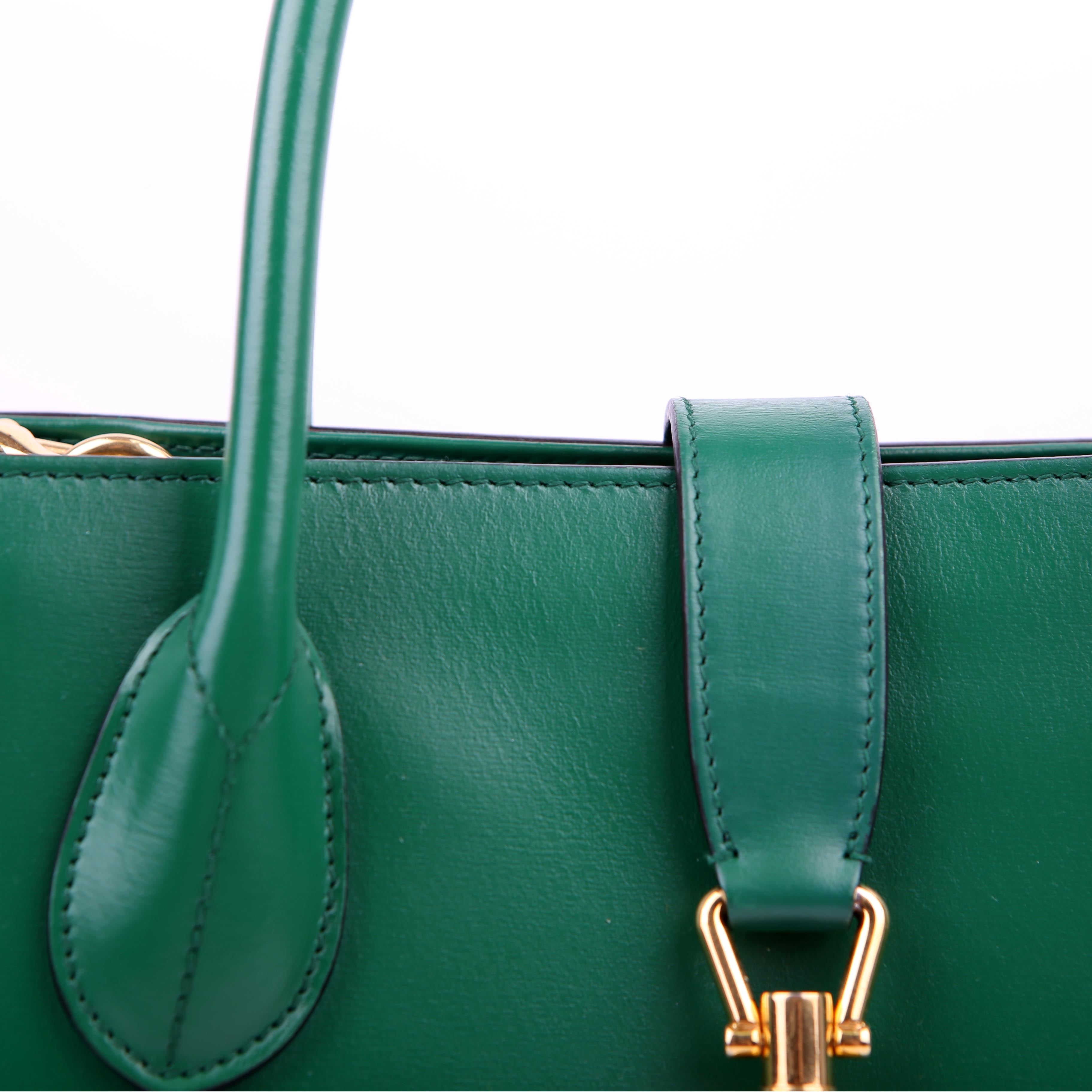 649016 Jackie 1961 Leather Medium Tote Green