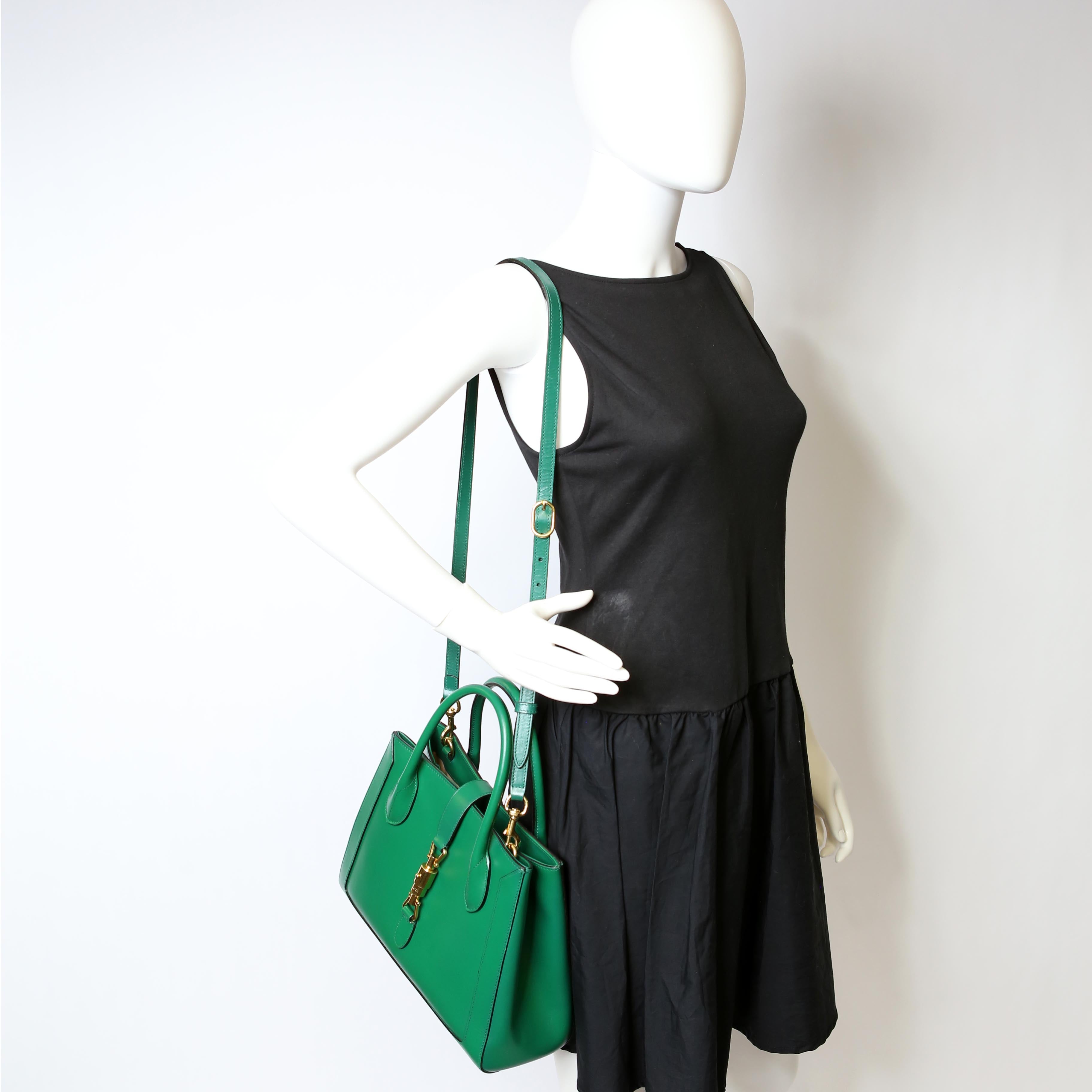 649016 Jackie 1961 Leather Medium Tote Green