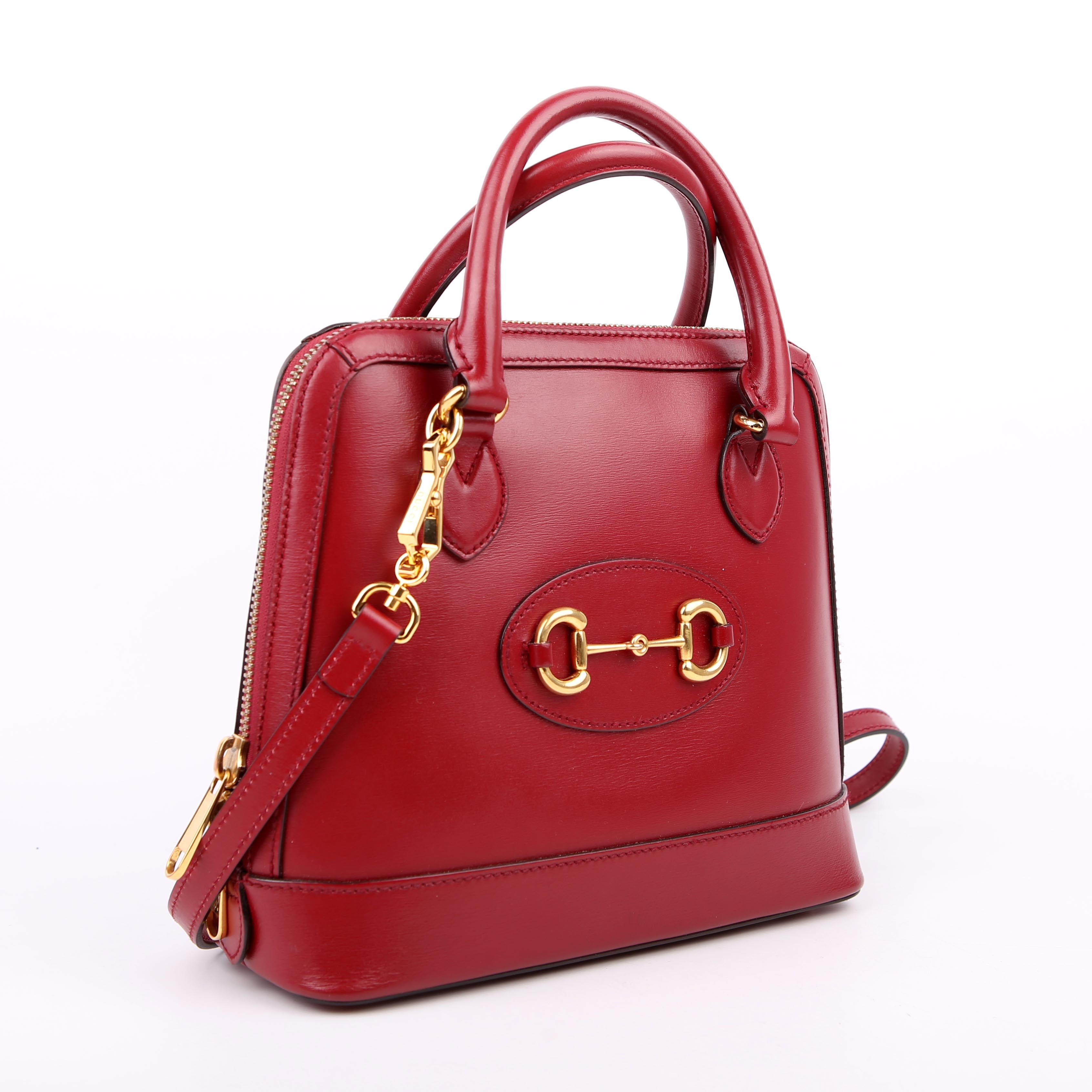 Gucci 621220 Horsebit 1955 Top Handle Leather Red
