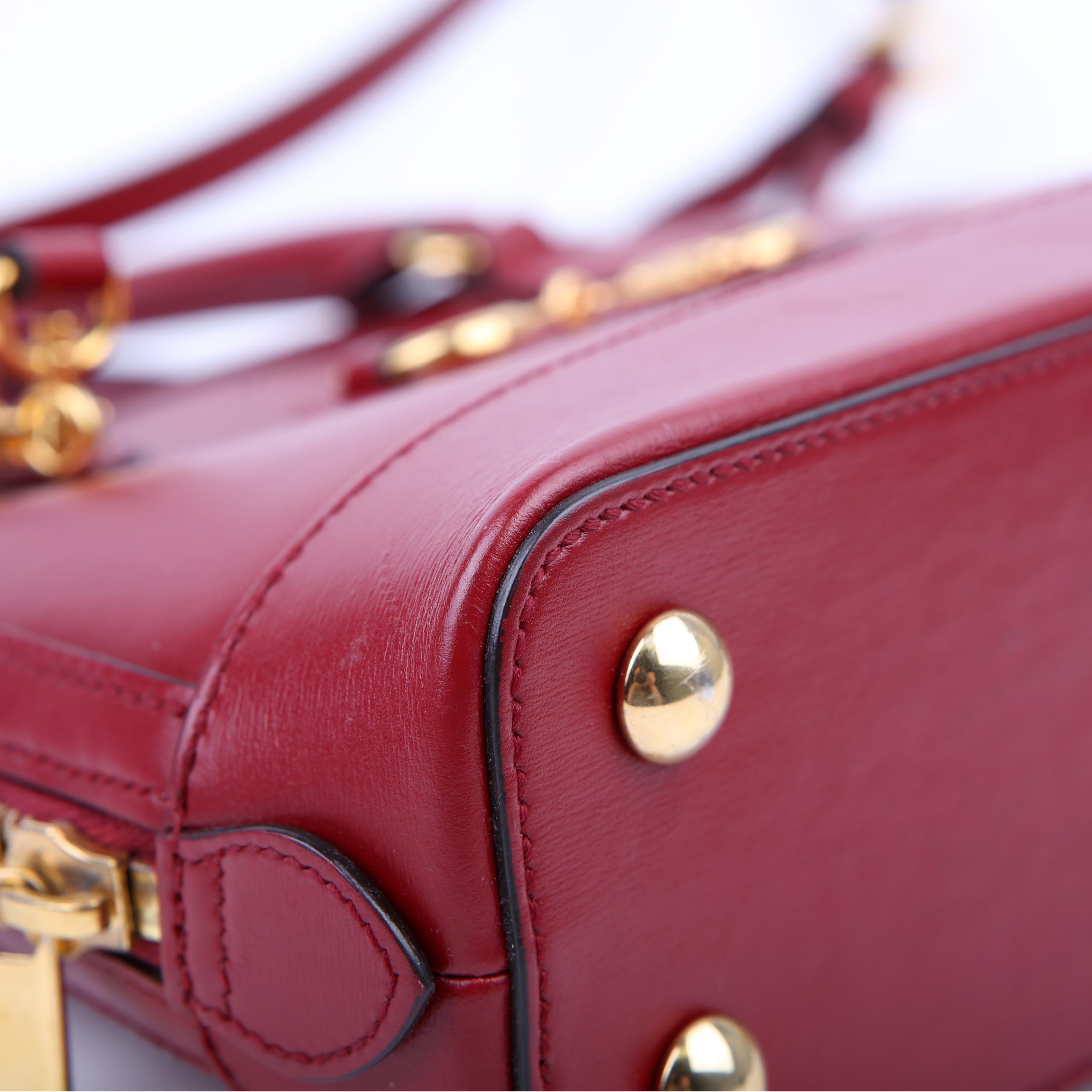 Gucci 621220 Horsebit 1955 Top Handle Leather Red