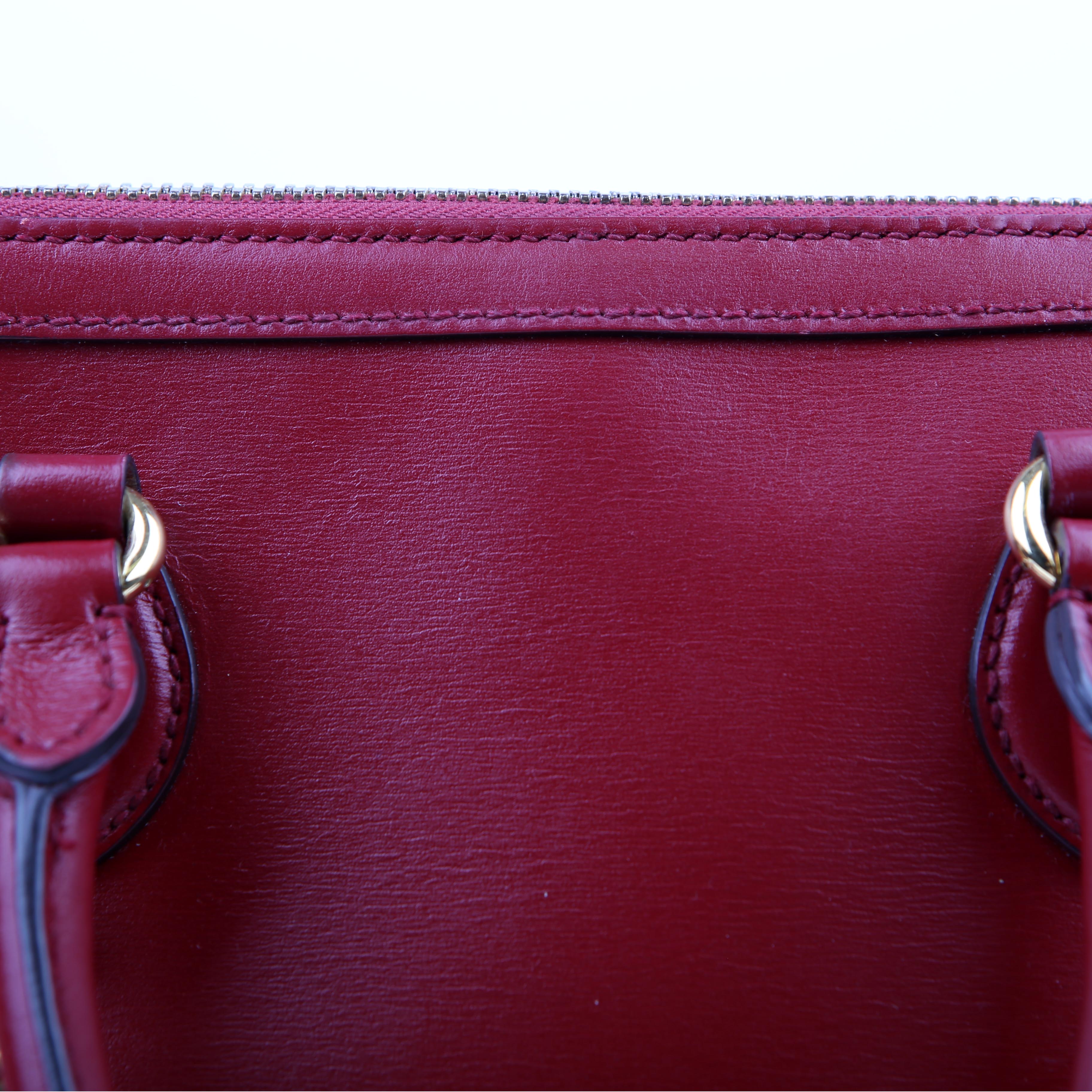 Gucci 621220 Horsebit 1955 Top Handle Leather Red