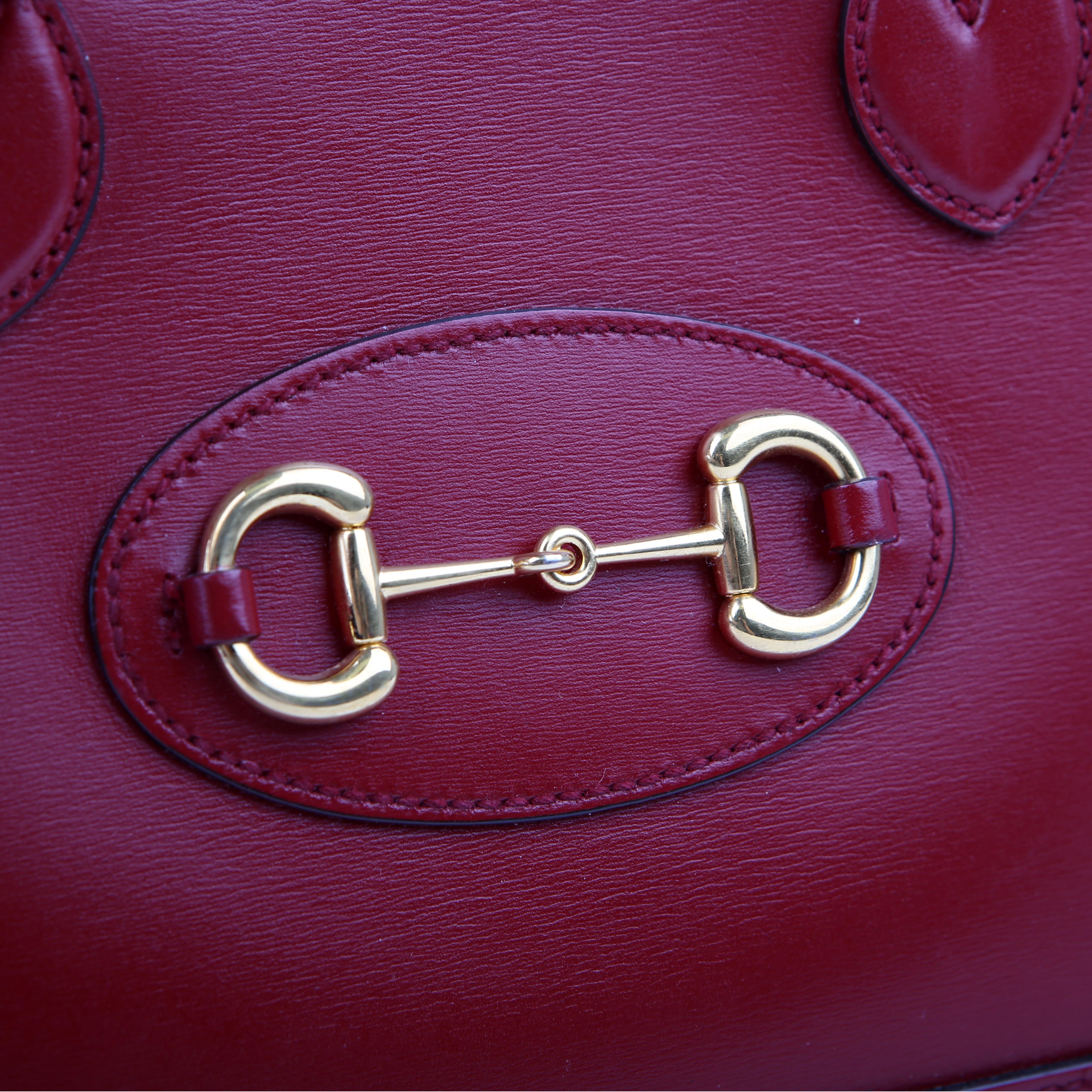 Gucci 621220 Horsebit 1955 Top Handle Leather Red