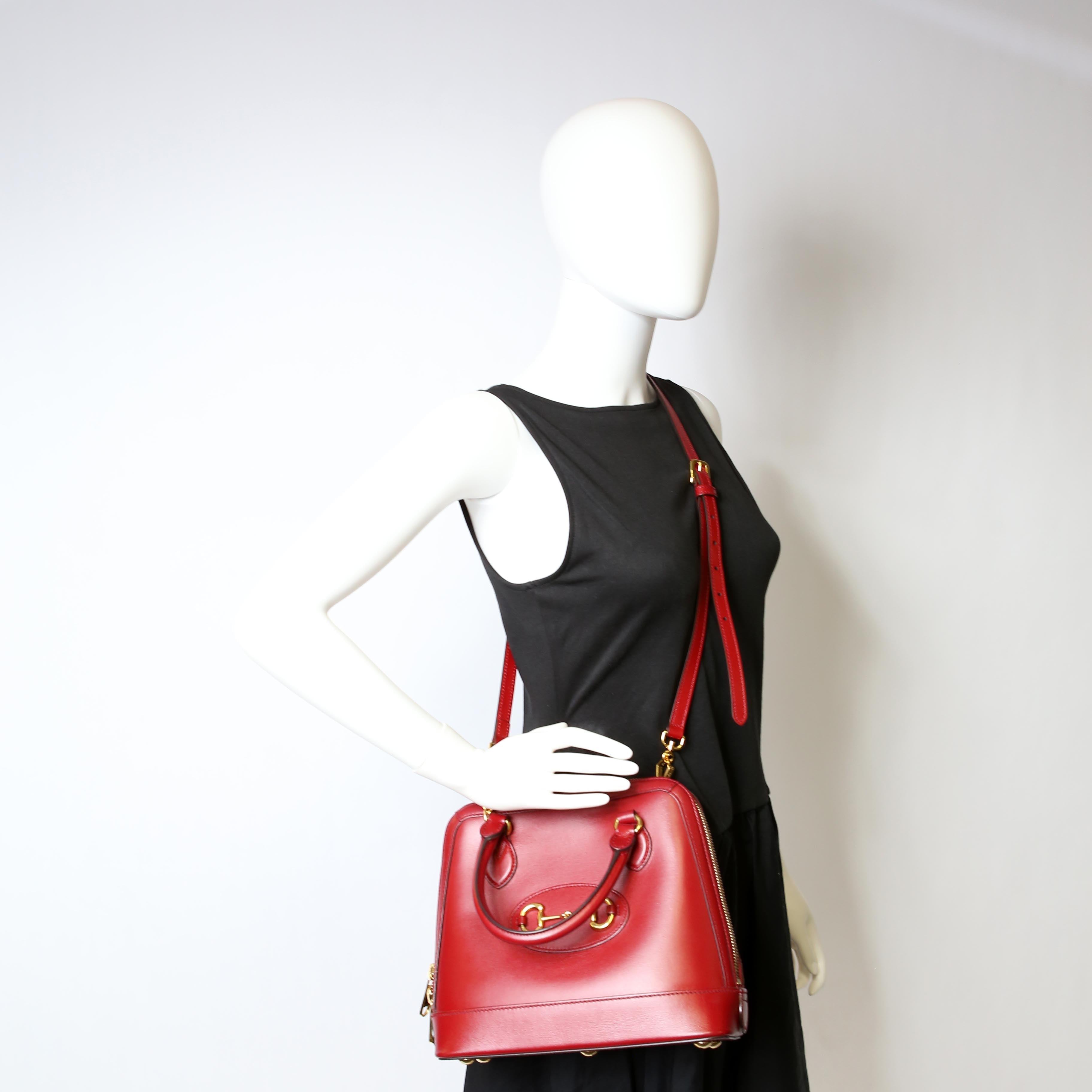 Gucci 621220 Horsebit 1955 Top Handle Leather Red