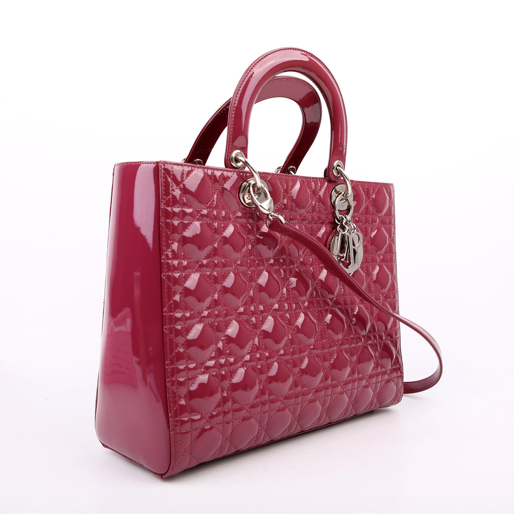 Dior Lady Dior Large Patent Berry