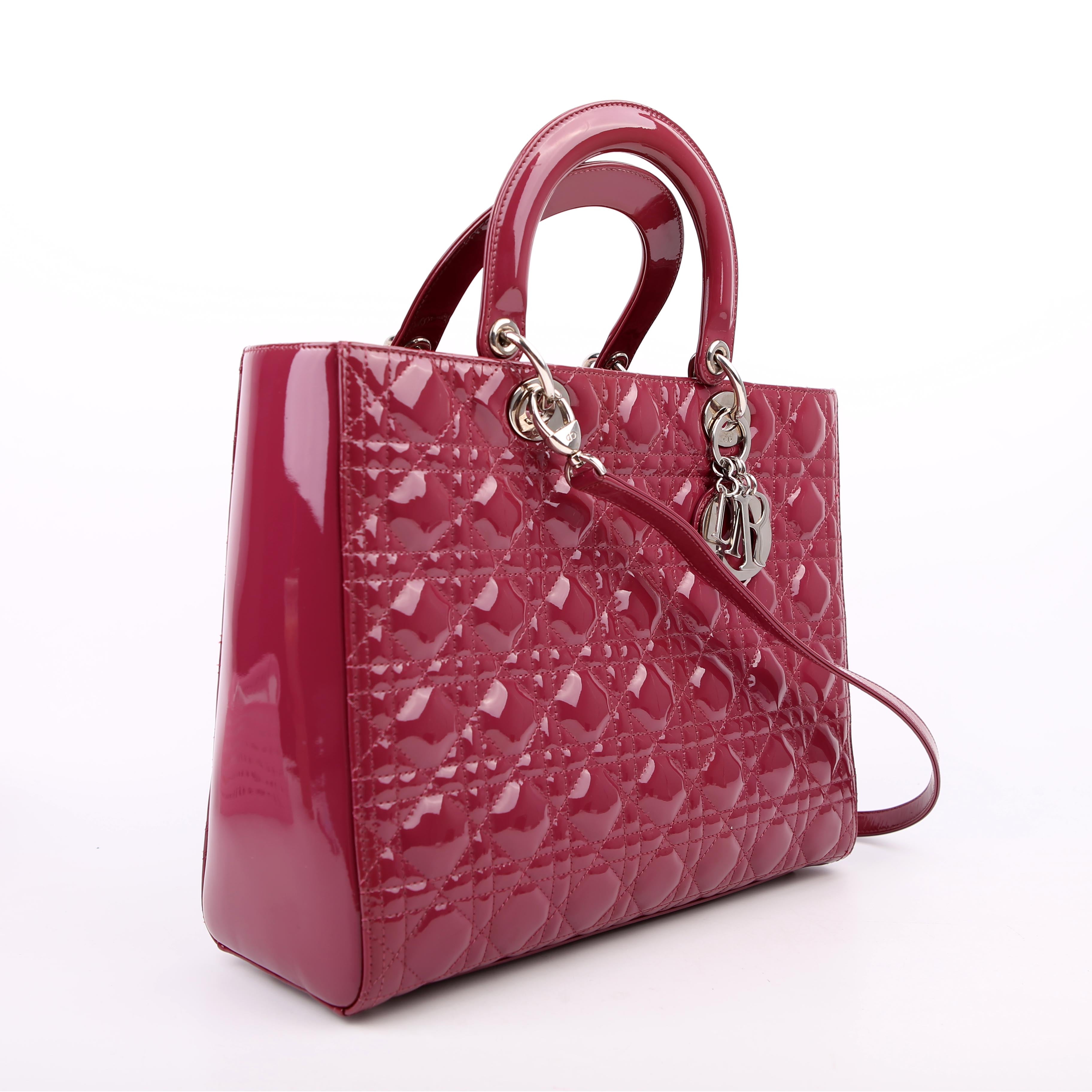 Dior Lady Dior Large Patent Berry