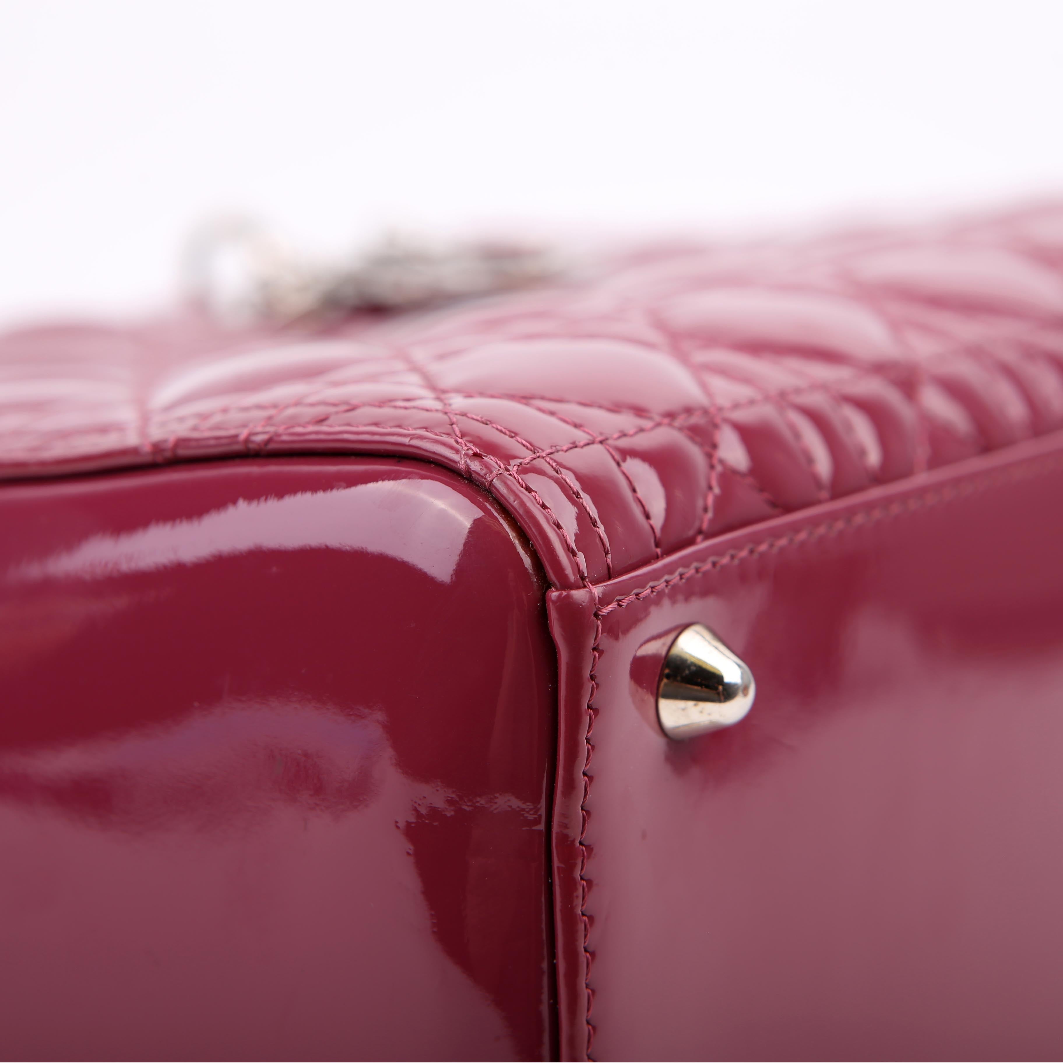 Dior Lady Dior Large Patent Berry