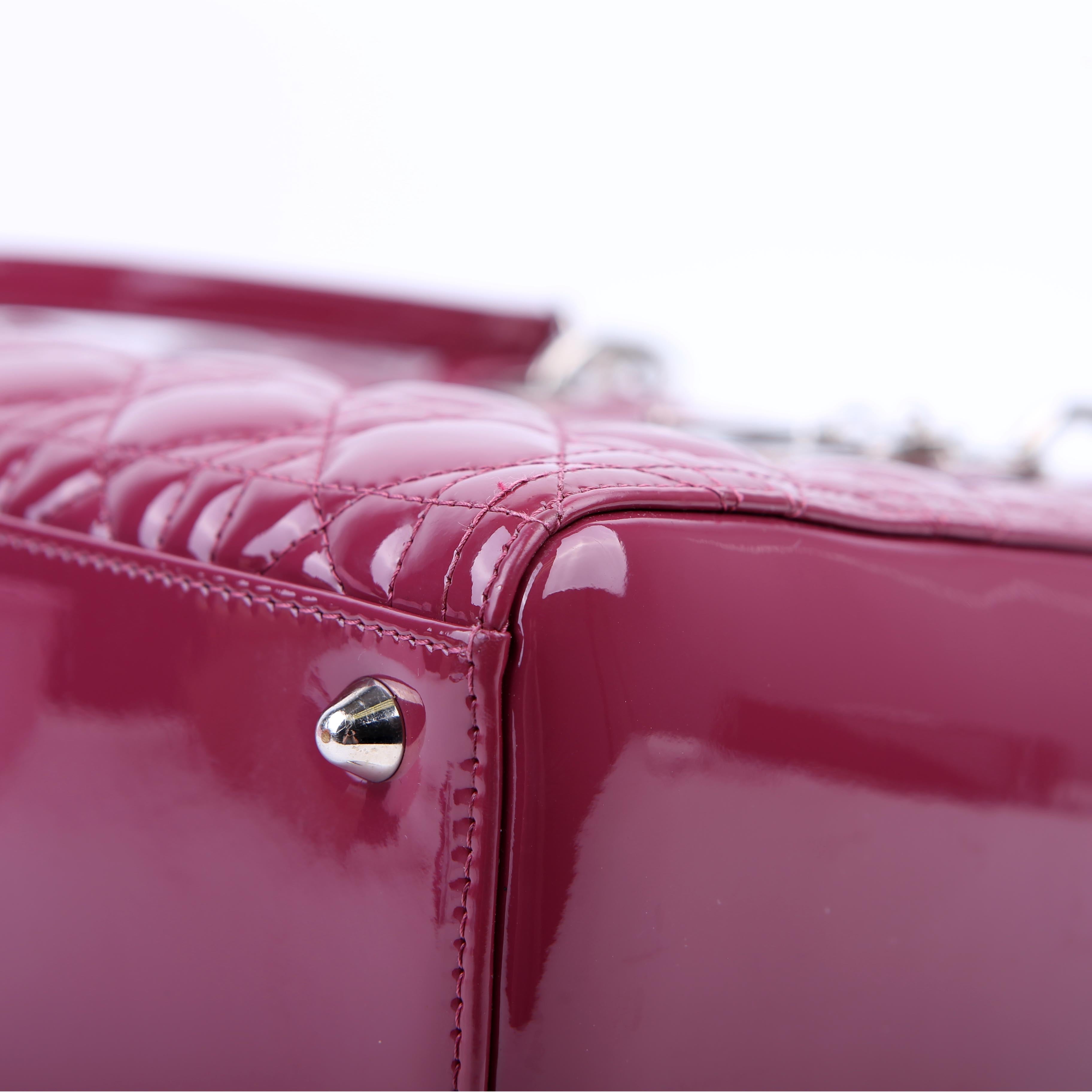Dior Lady Dior Large Patent Berry