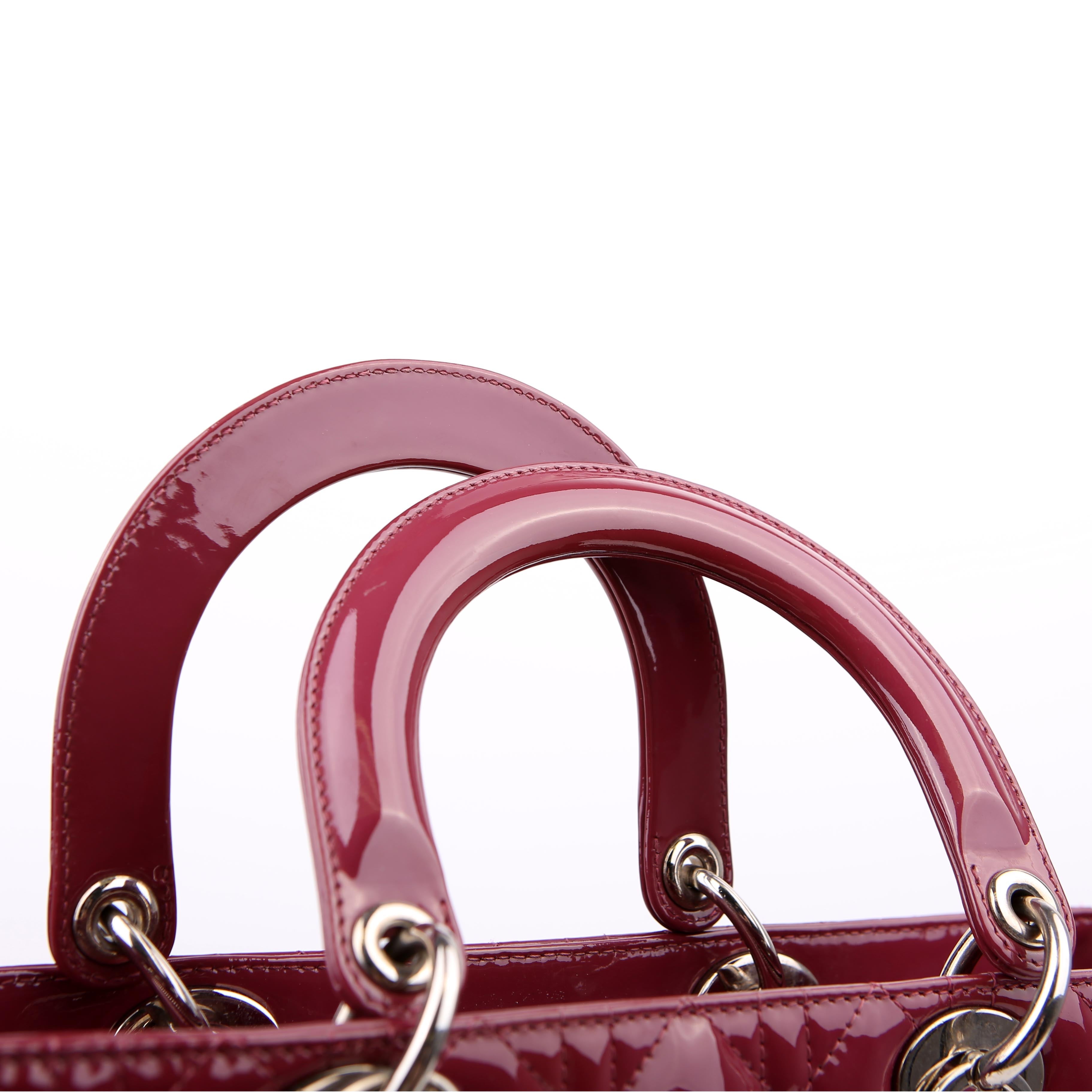 Dior Lady Dior Large Patent Berry