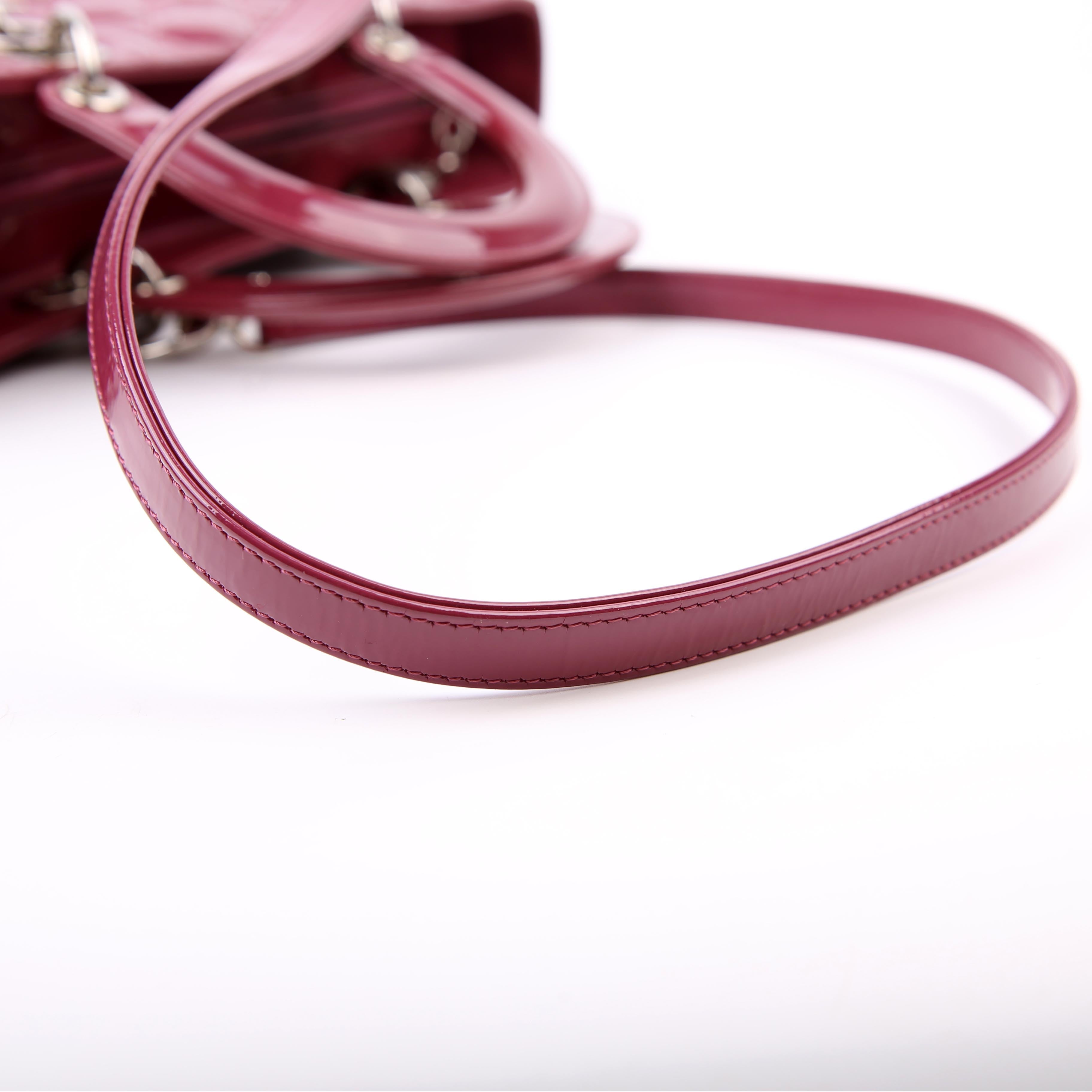 Dior Lady Dior Large Patent Berry
