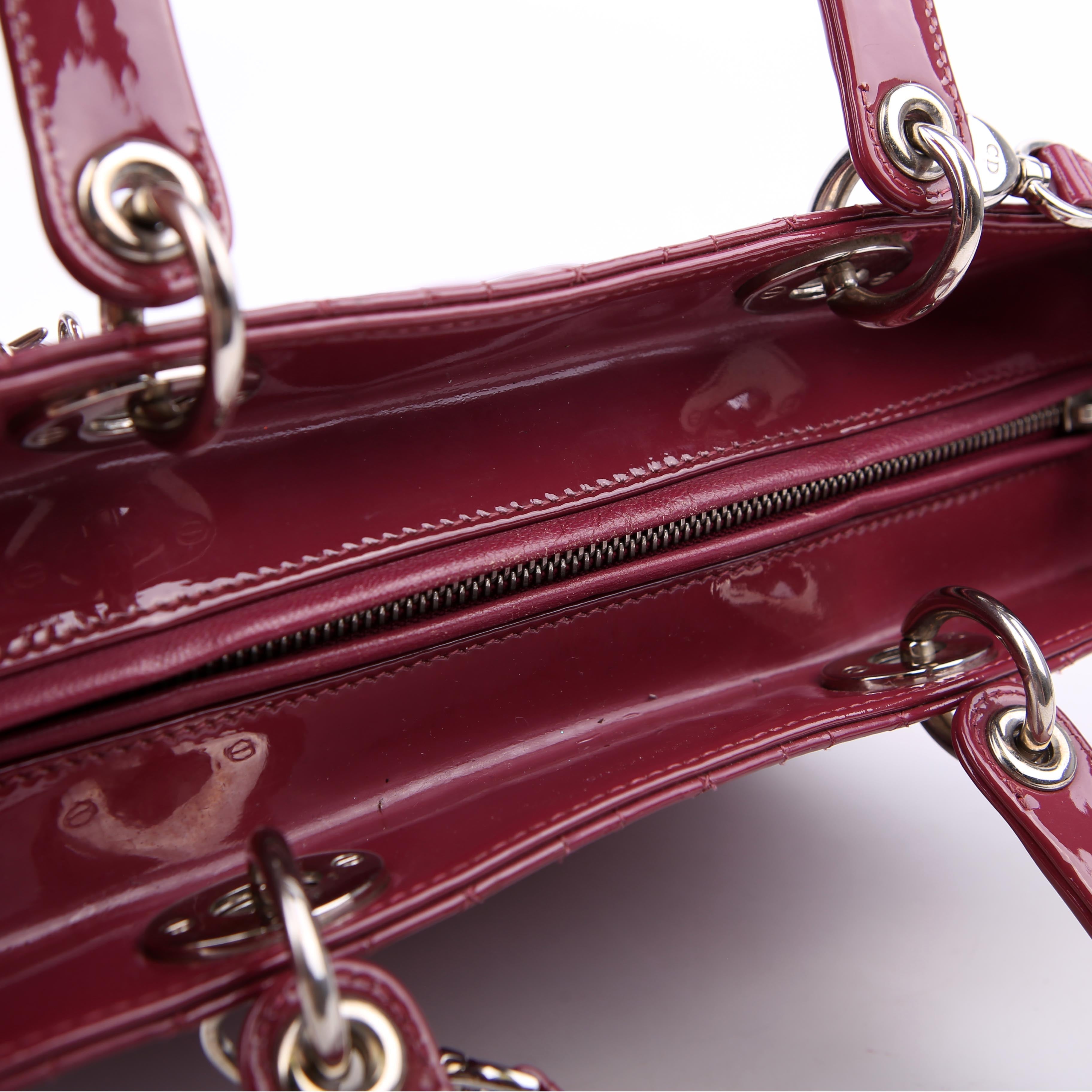 Dior Lady Dior Large Patent Berry