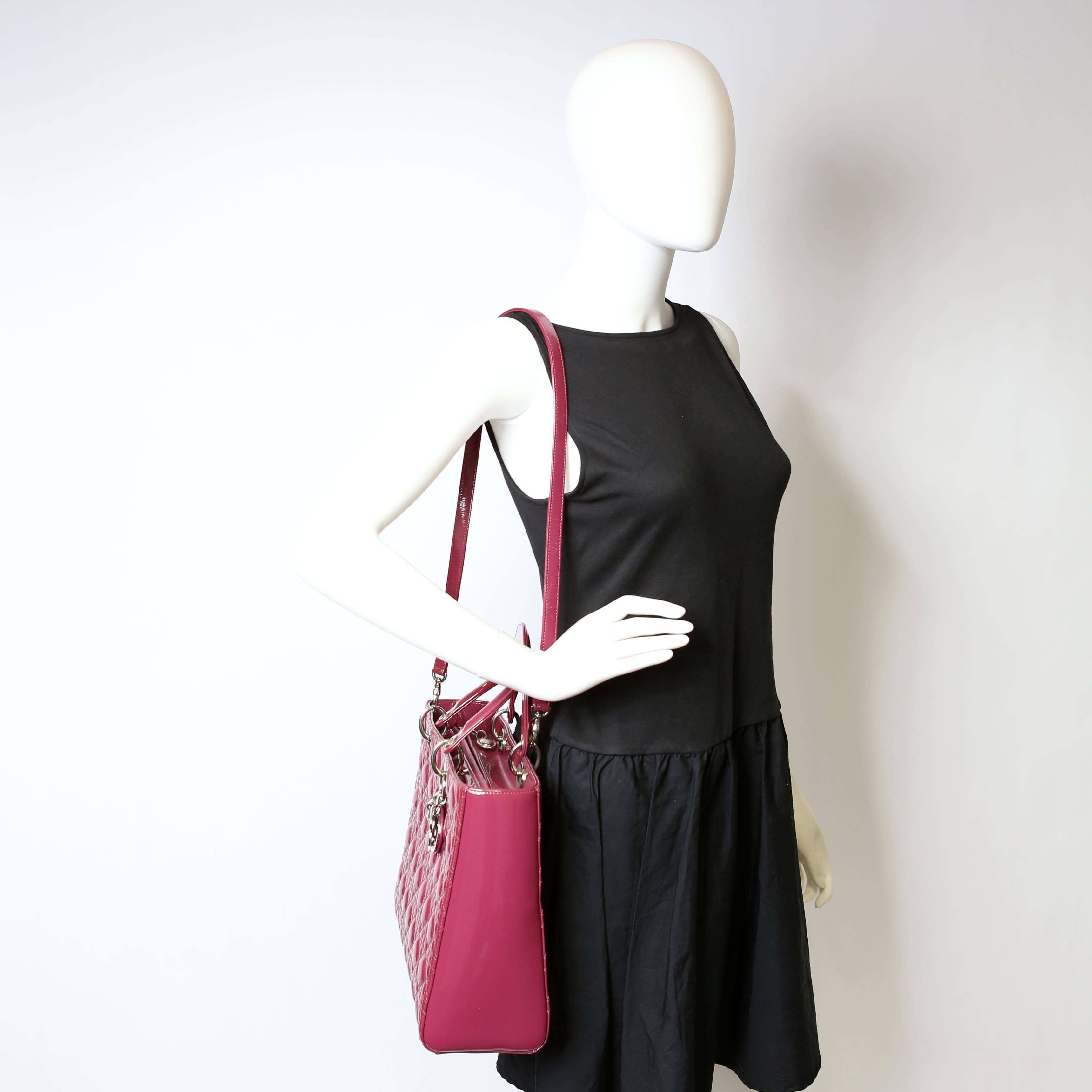 Dior Lady Dior Large Patent Berry