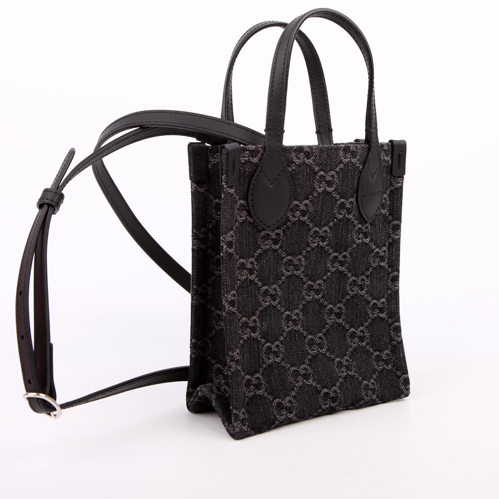 Gucci 773730 GG Denim Mini Tote Black