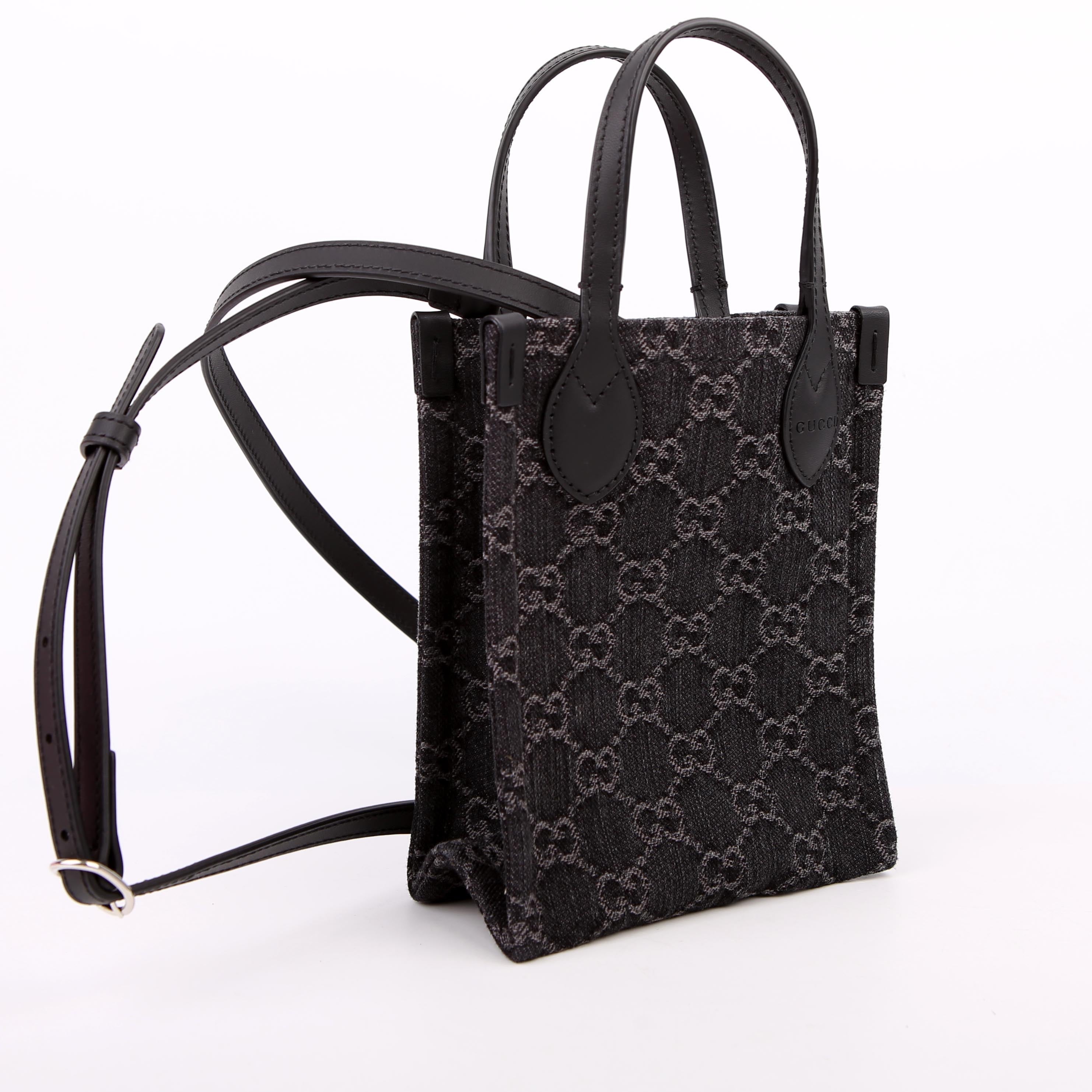 Gucci 773730 GG Denim Mini Tote Black