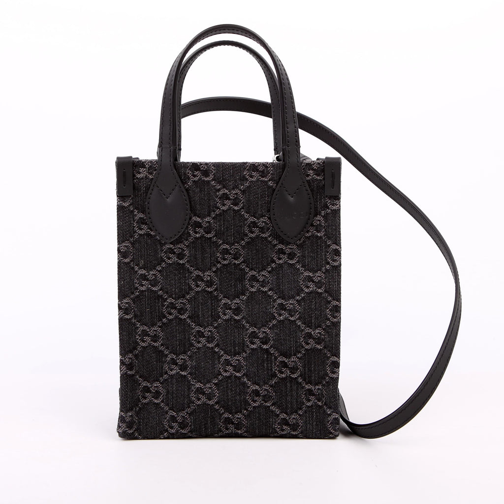 Gucci 773730 GG Denim Mini Tote Black