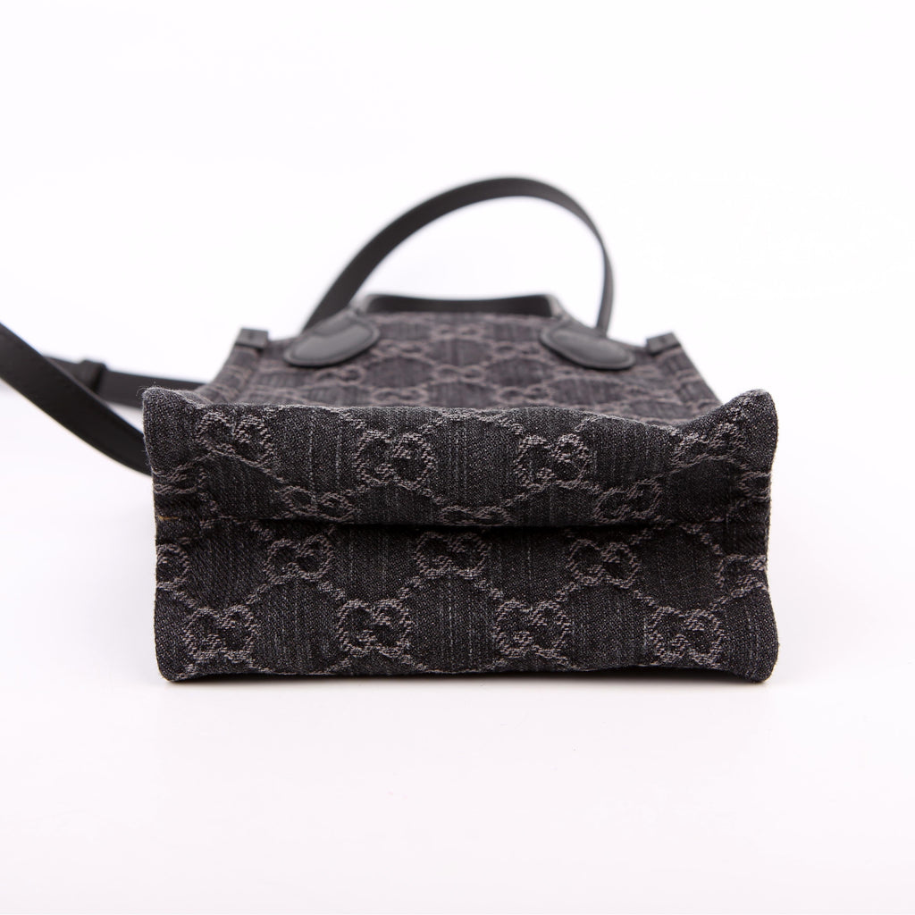 Gucci 773730 GG Denim Mini Tote Black
