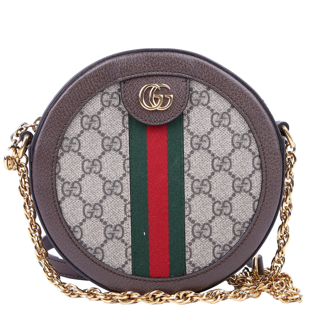 Gucci 550618 Ophidia GG Supreme Round Small Crossbody Brown