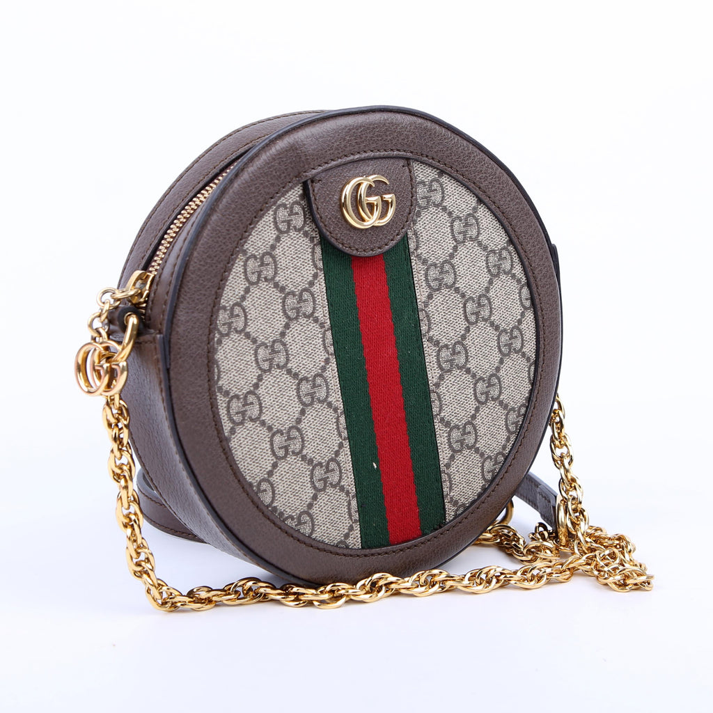 Gucci 550618 Ophidia GG Supreme Round Small Crossbody Brown
