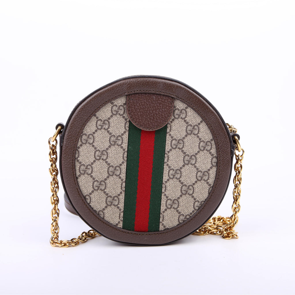 Gucci 550618 Ophidia GG Supreme Round Small Crossbody Brown