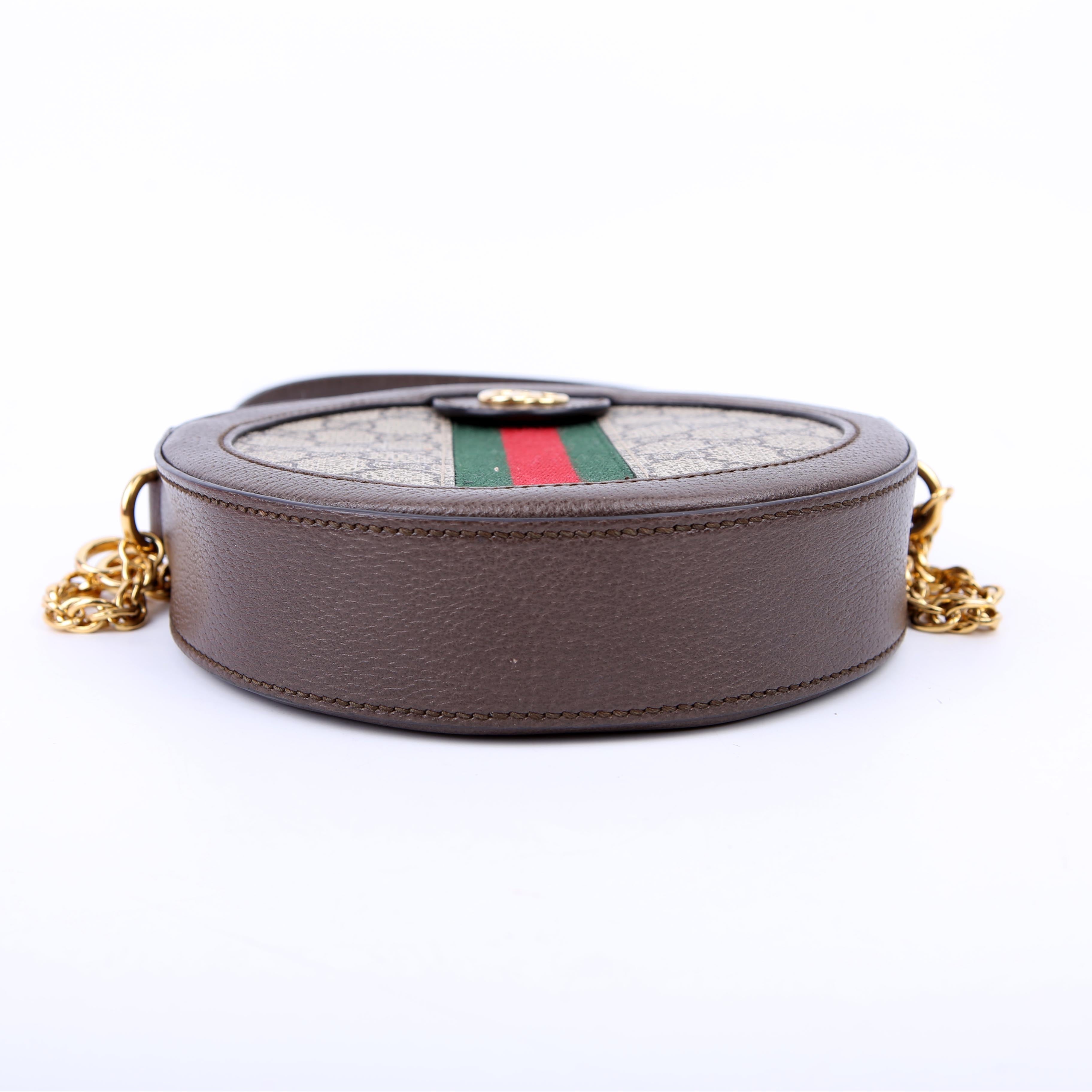 Gucci 550618 Ophidia GG Supreme Round Small Crossbody Brown