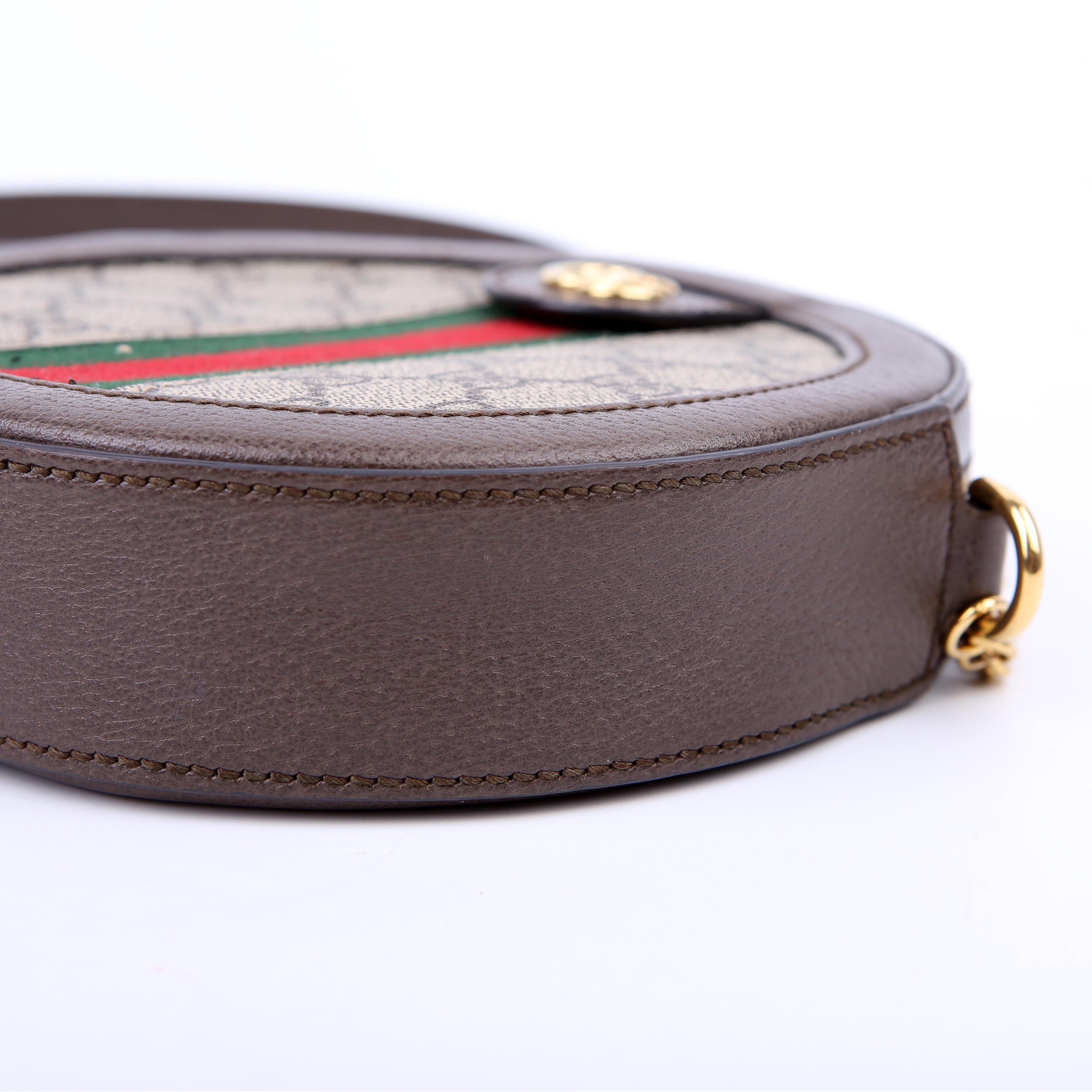 Gucci 550618 Ophidia GG Supreme Round Small Crossbody Brown