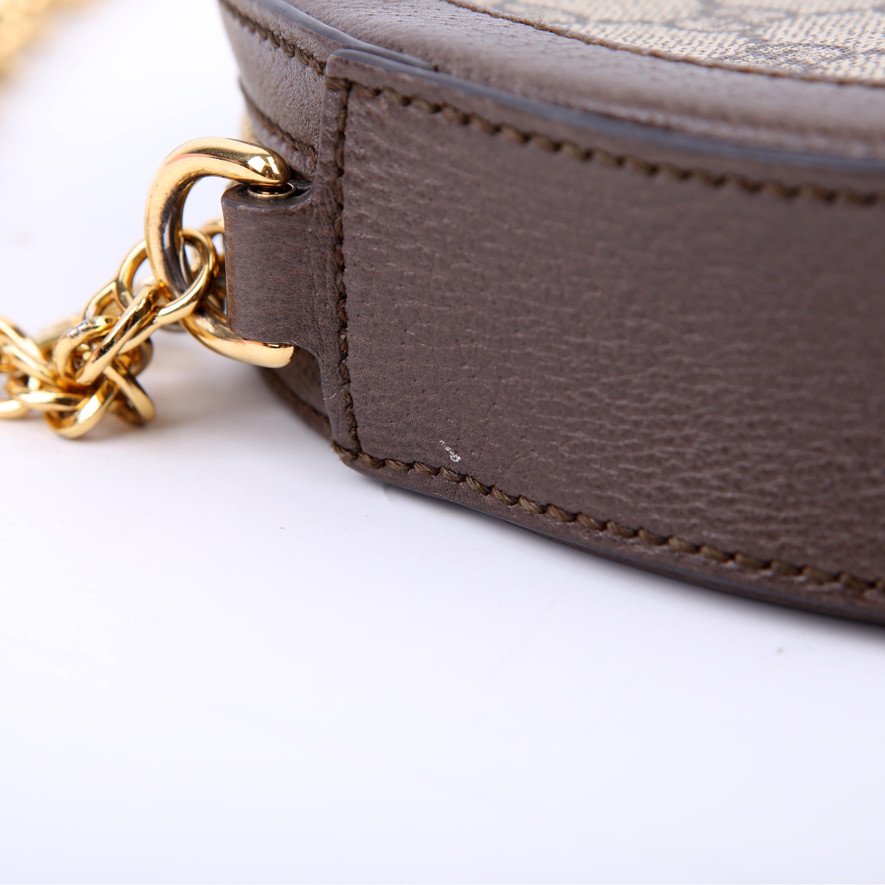 Gucci 550618 Ophidia GG Supreme Round Small Crossbody Brown