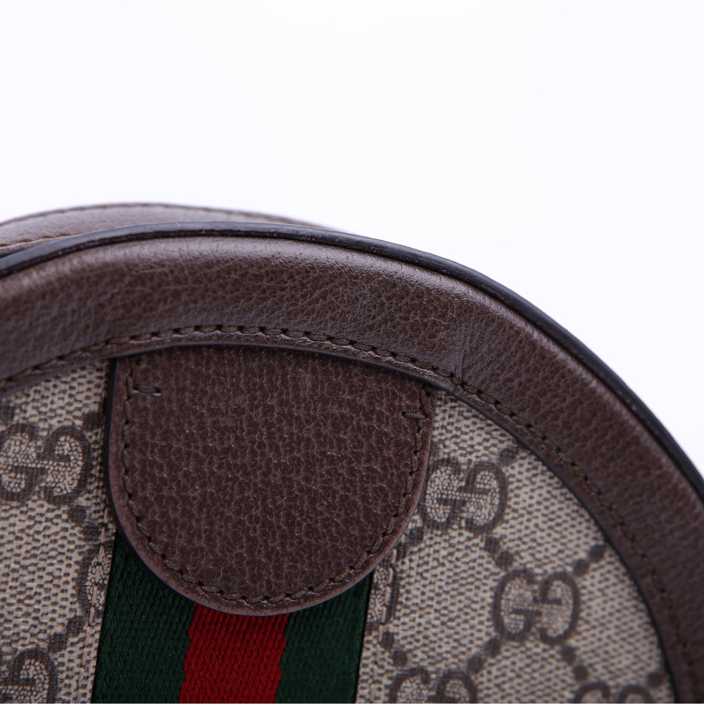 Gucci 550618 Ophidia GG Supreme Round Small Crossbody Brown
