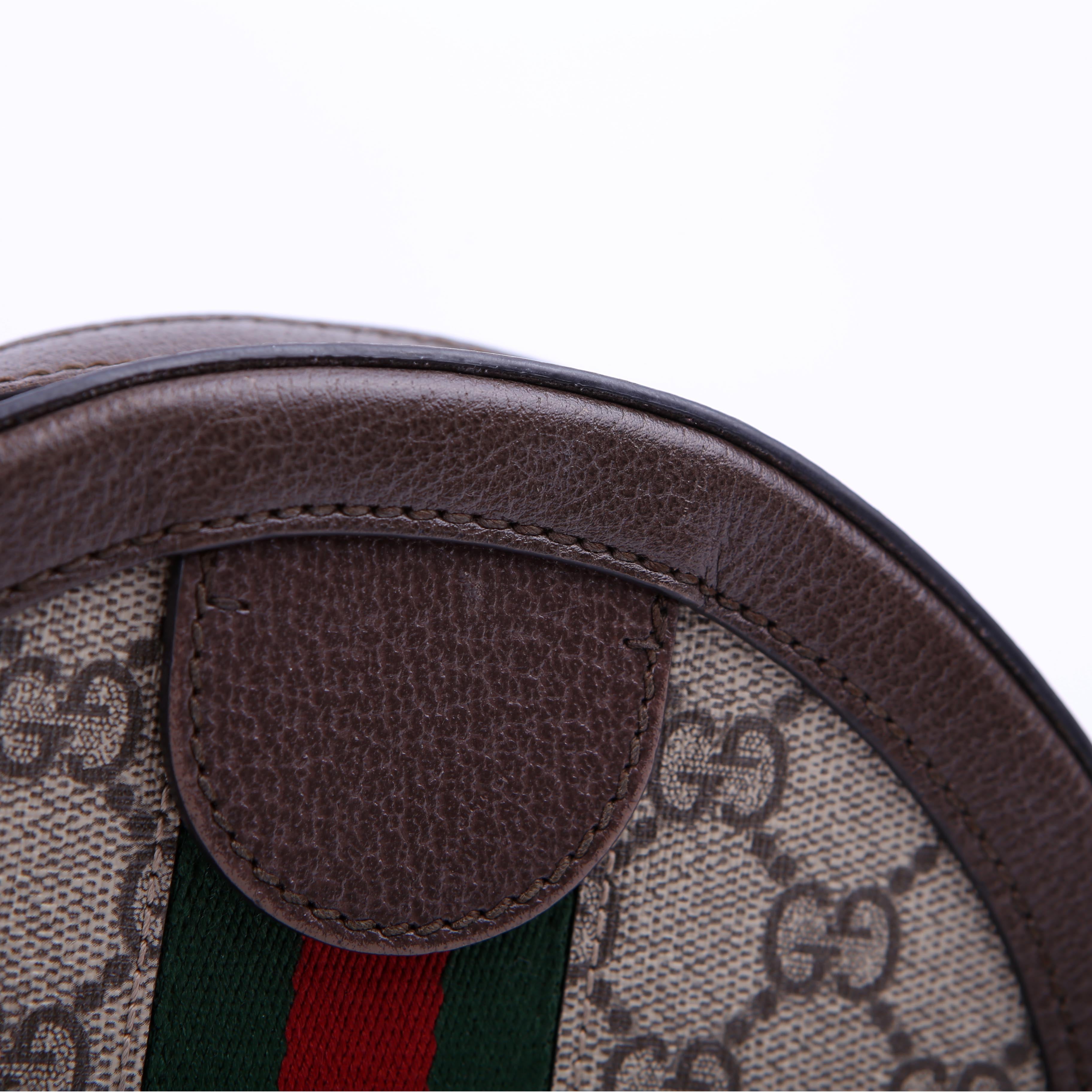 Gucci 550618 Ophidia GG Supreme Round Small Crossbody Brown