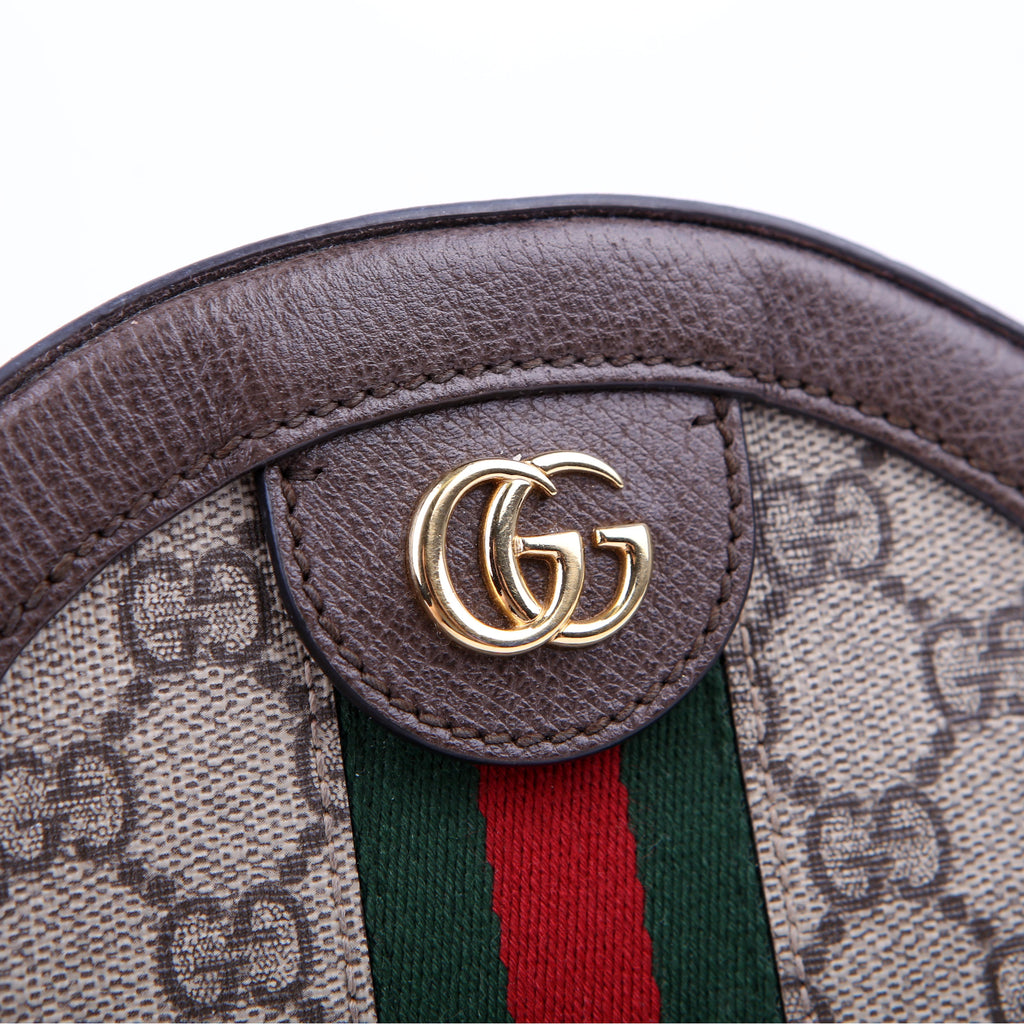 Gucci 550618 Ophidia GG Supreme Round Small Crossbody Brown