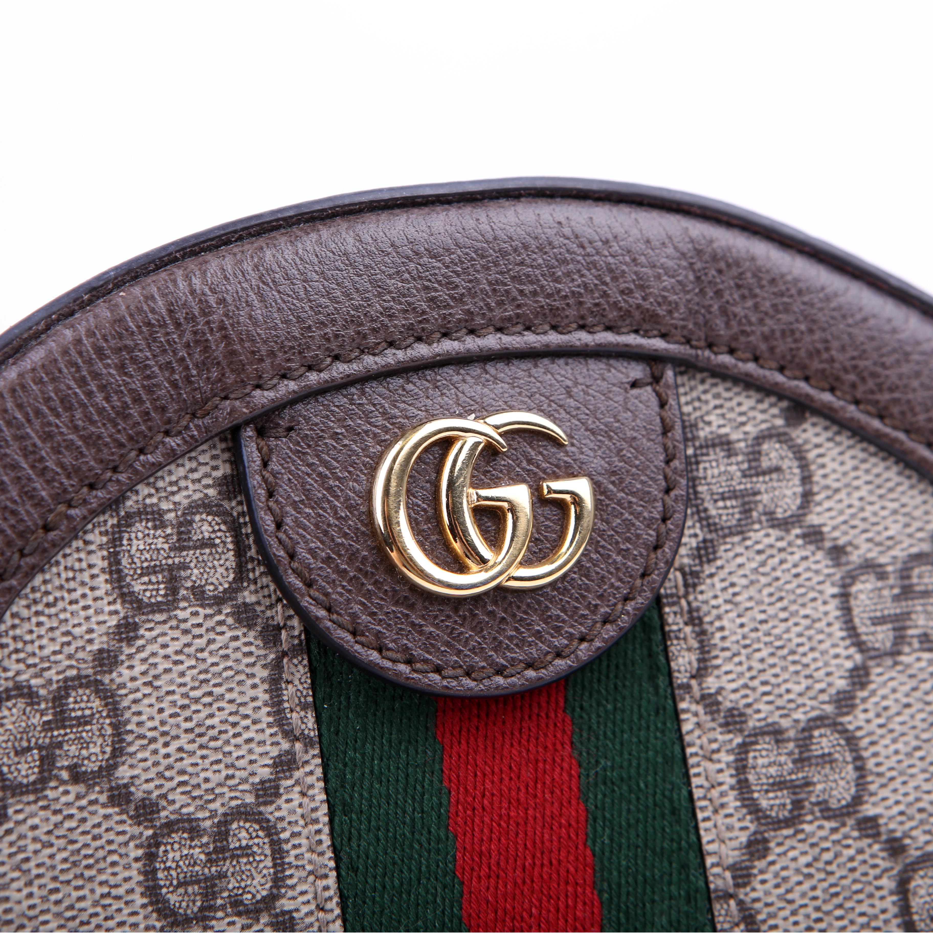 Gucci 550618 Ophidia GG Supreme Round Small Crossbody Brown