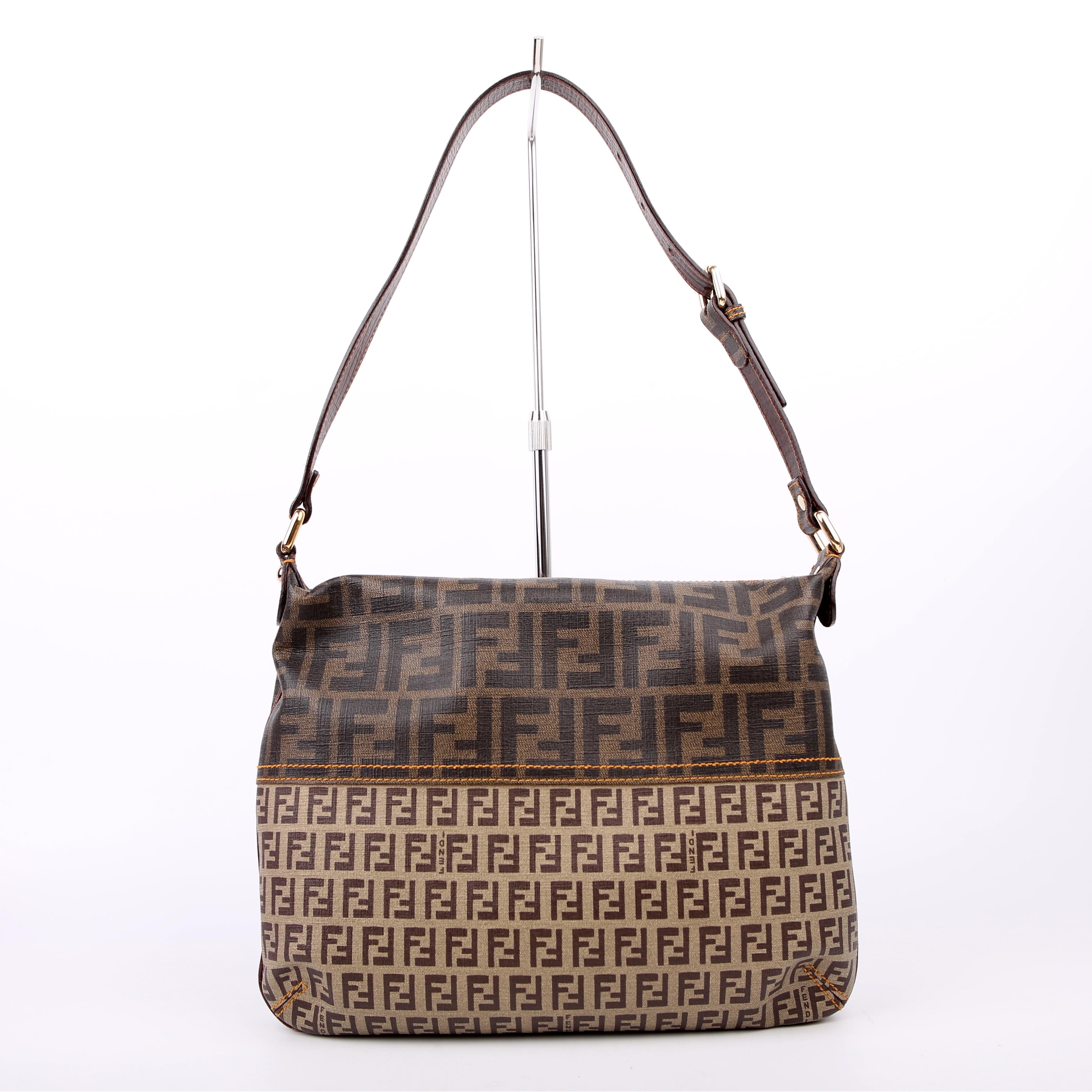 Zucca Coated Canvas Shoulder Brown