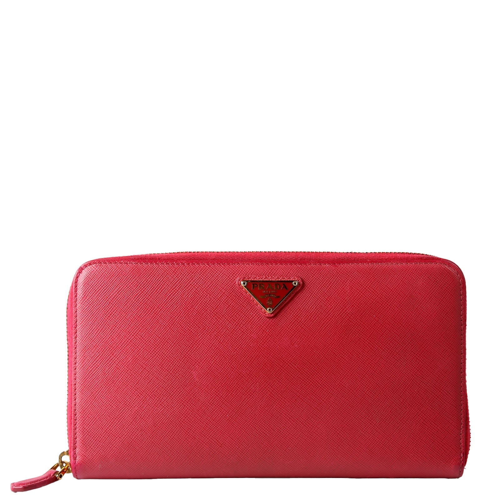 Prada Saffiano Zip Organizer Wallet Pink