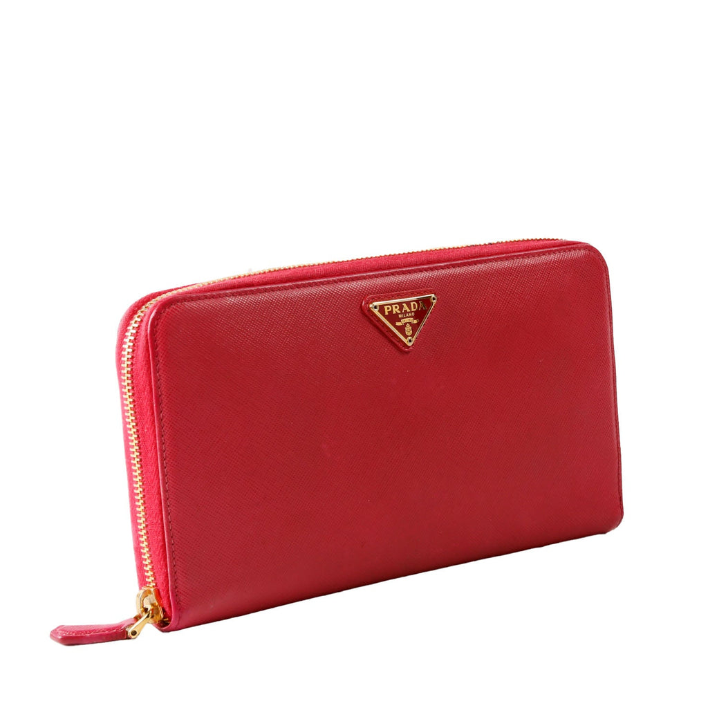 Prada Saffiano Zip Organizer Wallet Pink