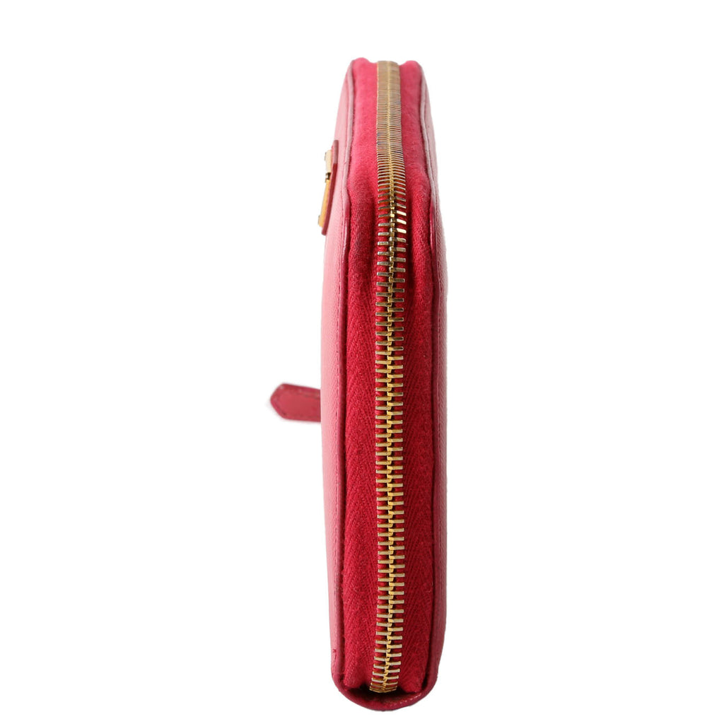 Prada Saffiano Zip Organizer Wallet Pink