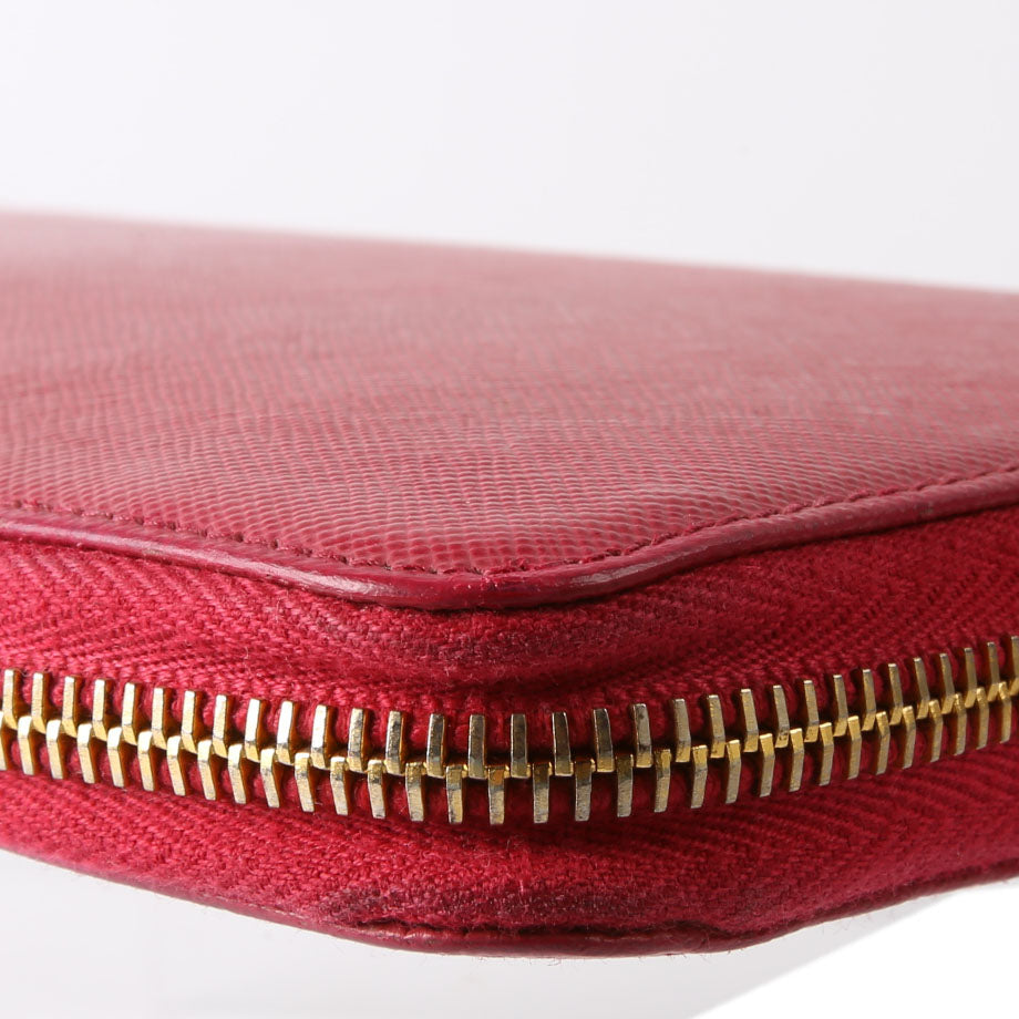 Prada Saffiano Zip Organizer Wallet Pink