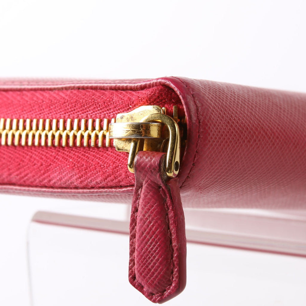 Prada Saffiano Zip Organizer Wallet Pink