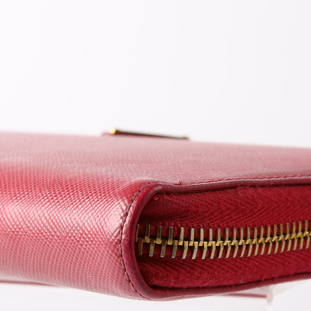 Prada Saffiano Zip Organizer Wallet Pink