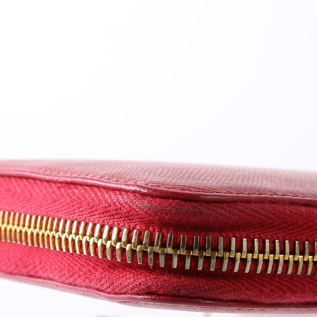 Prada Saffiano Zip Organizer Wallet Pink
