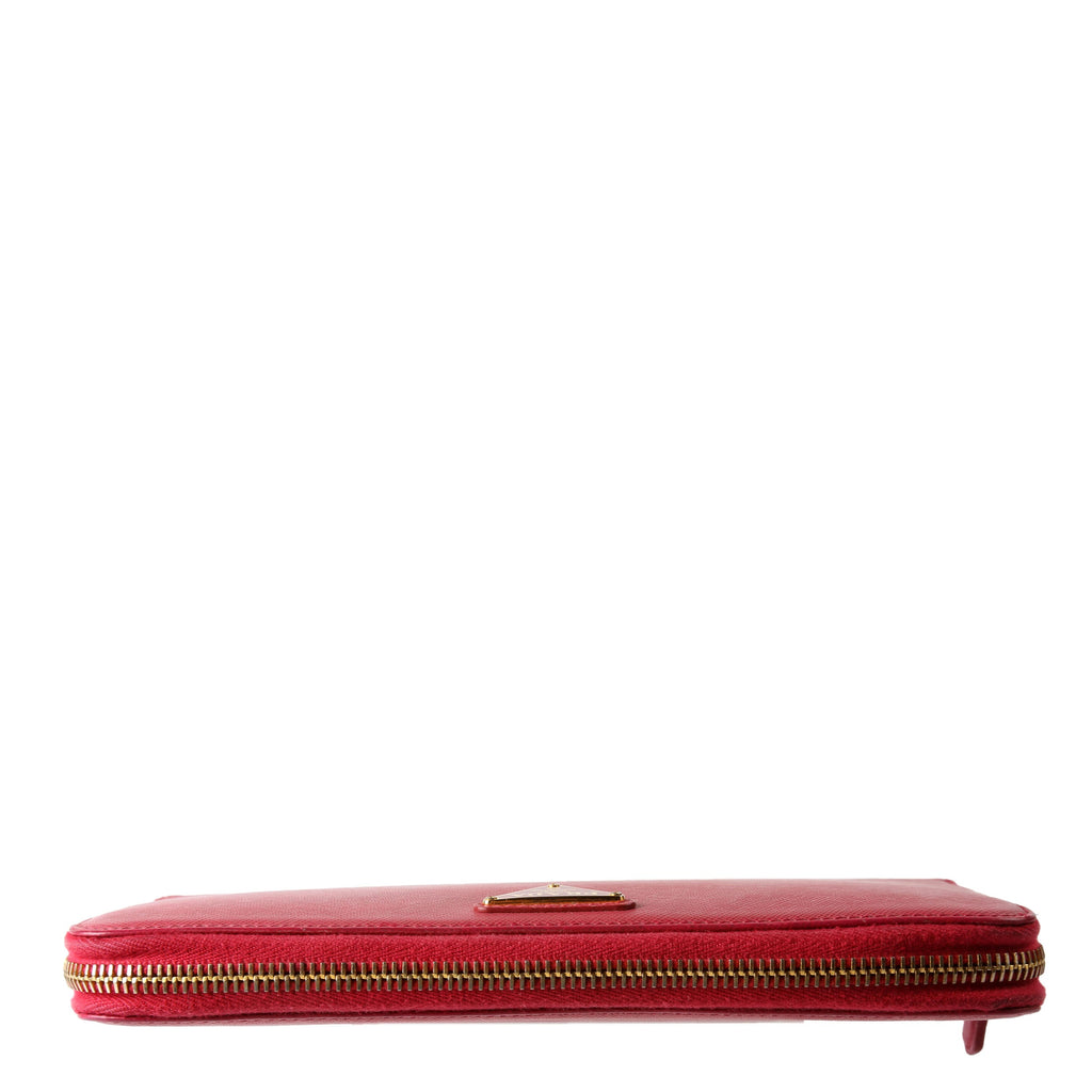 Prada Saffiano Zip Organizer Wallet Pink