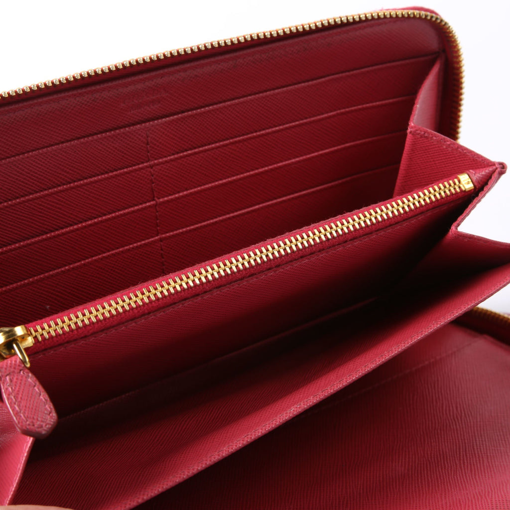 Prada Saffiano Zip Organizer Wallet Pink