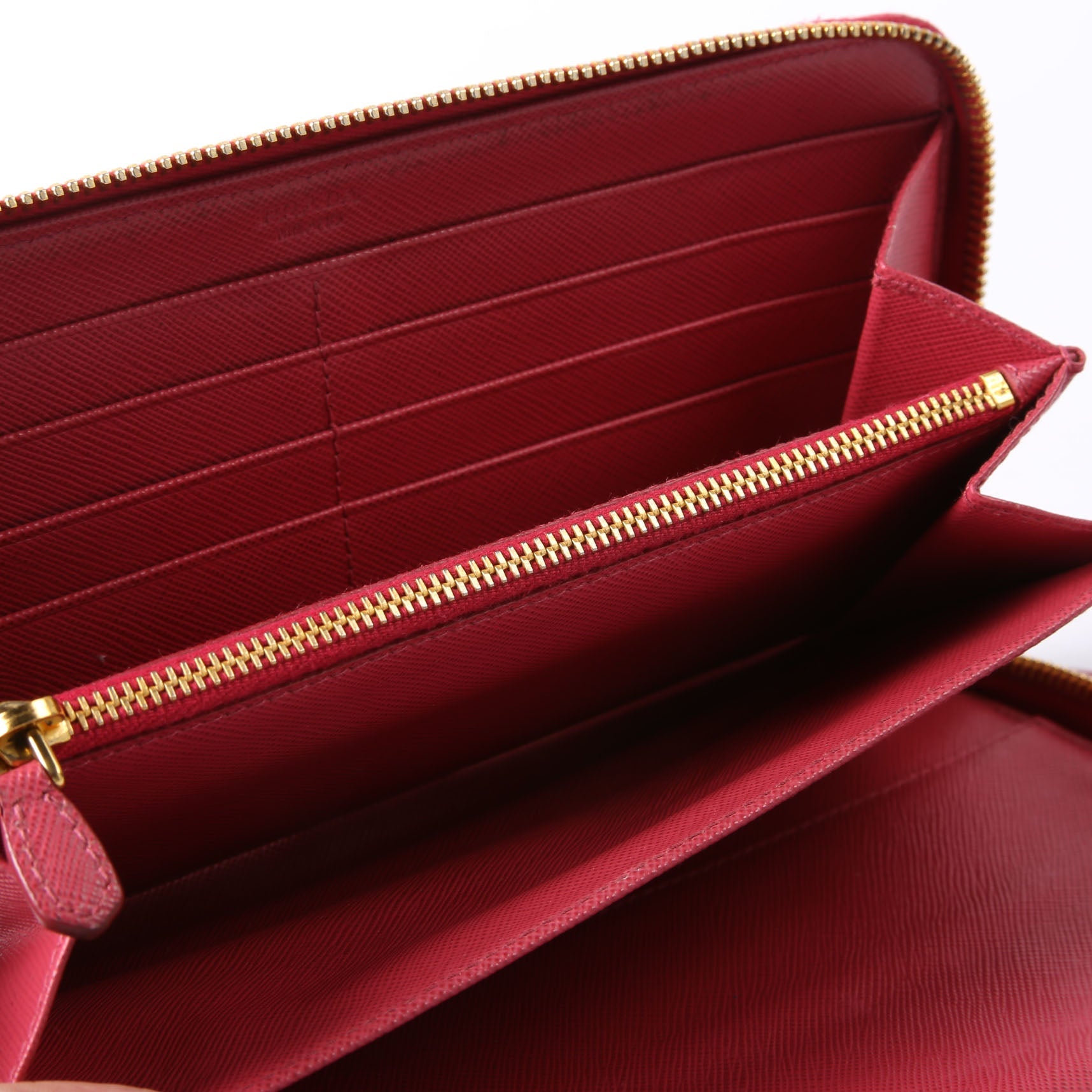 Prada Saffiano Zip Organizer Wallet Pink
