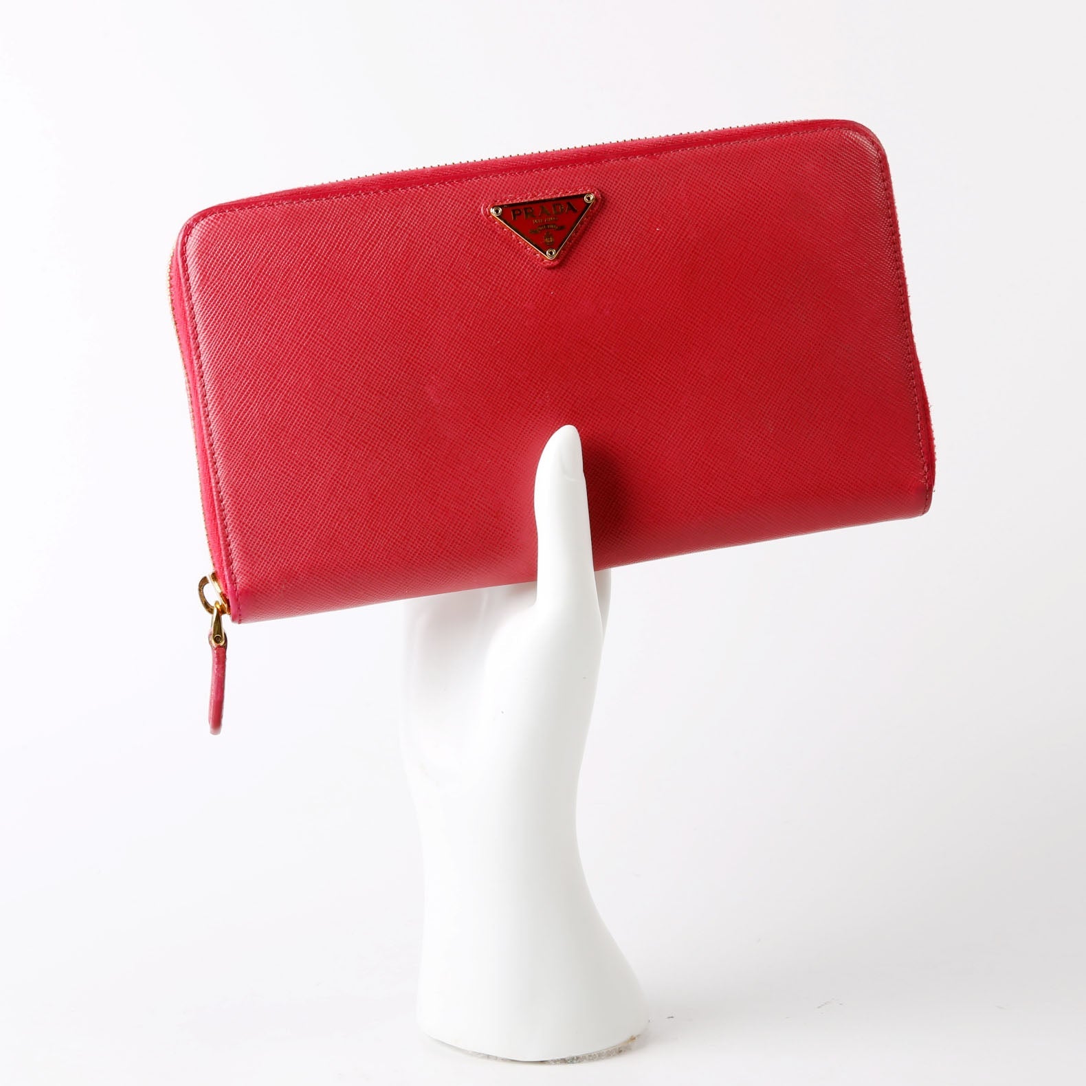 Prada Saffiano Zip Organizer Wallet Pink