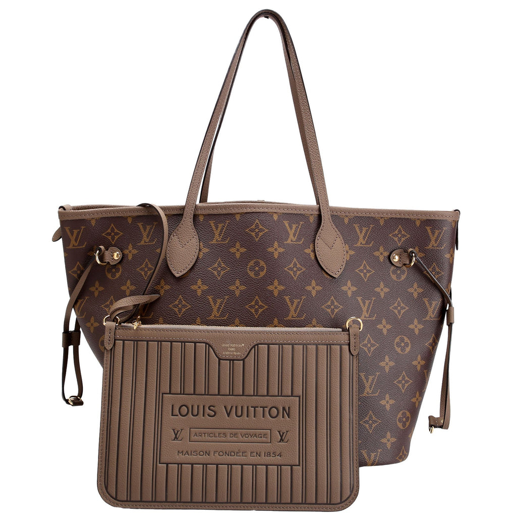 Neverfull MM Inside Out Leather/Monogram Brown