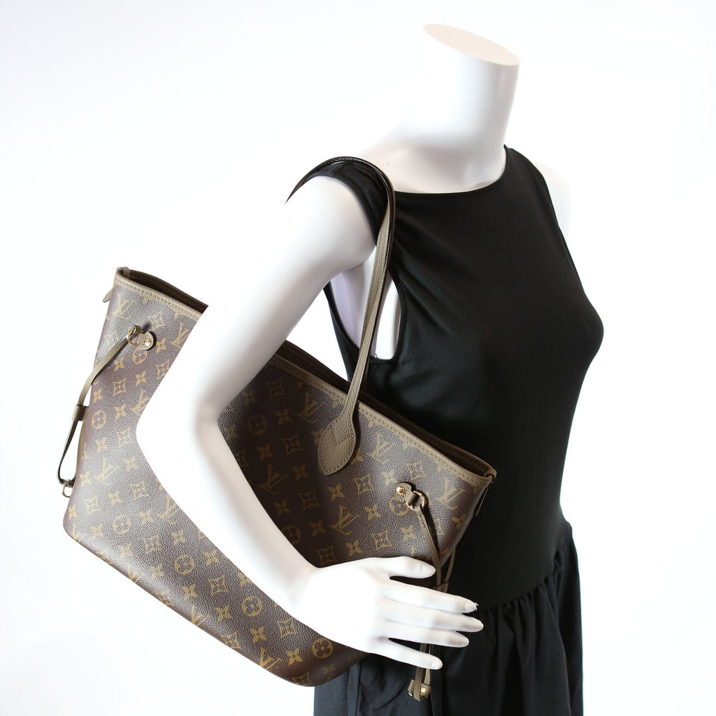 Neverfull MM Inside Out Leather/Monogram Brown