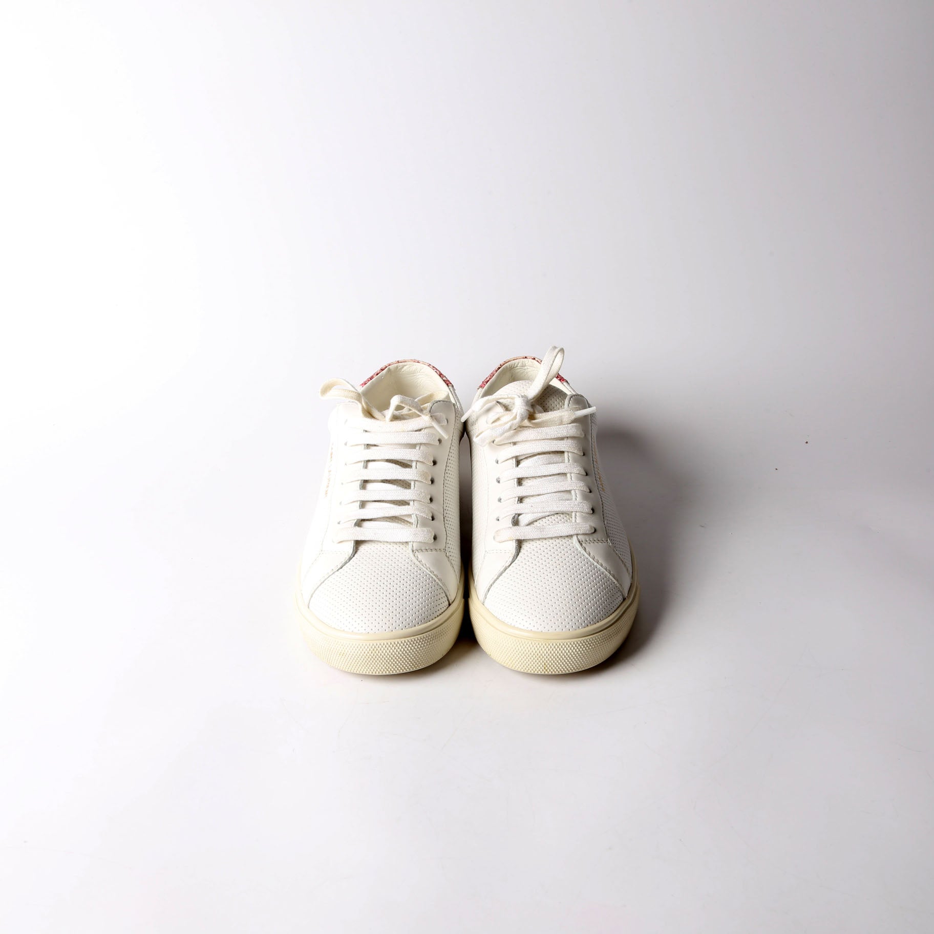 SAINT LAURENT Court Classic Sneakers Size 36.5 White/Glitter