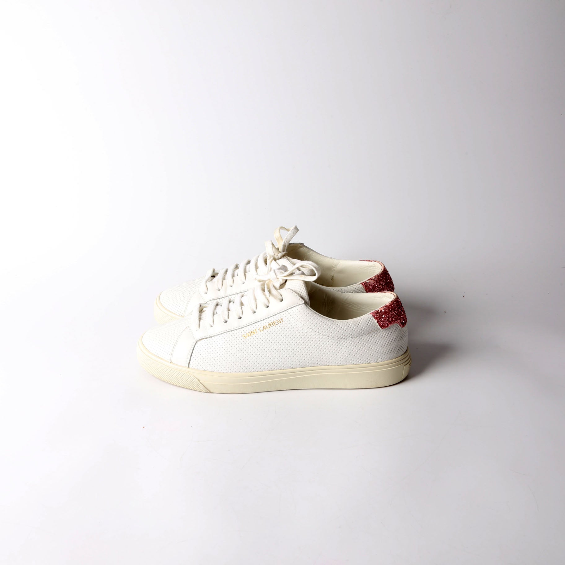 SAINT LAURENT Court Classic Sneakers Size 36.5 White/Glitter