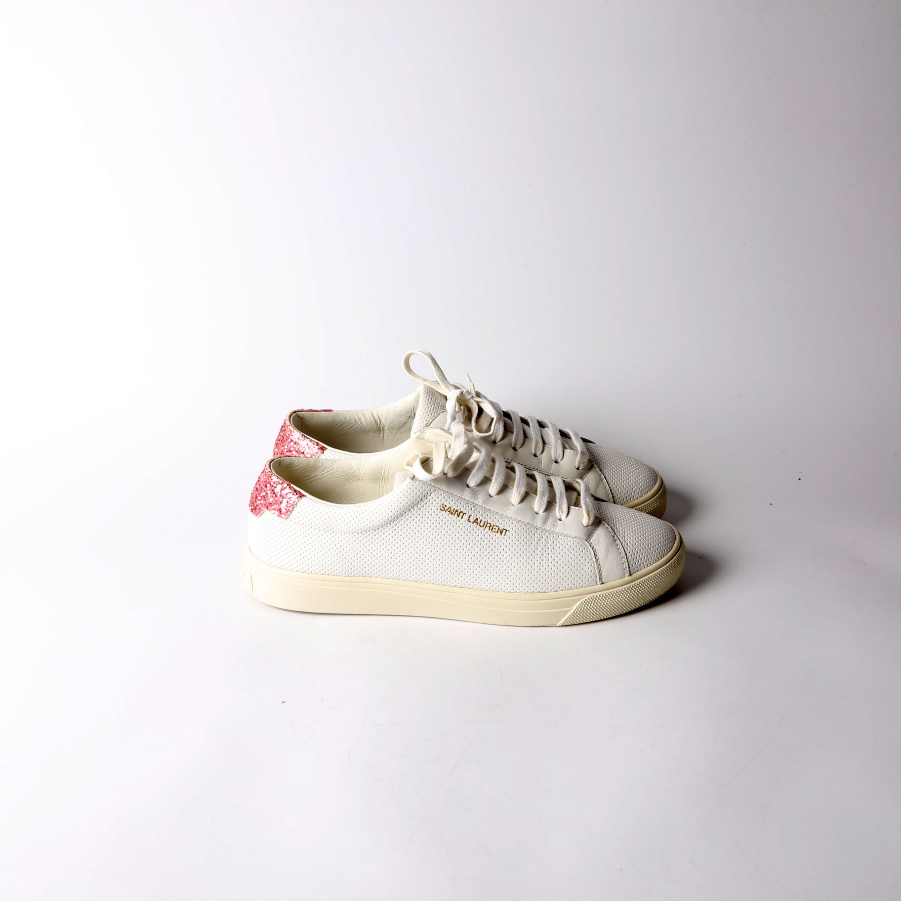 SAINT LAURENT Court Classic Sneakers Size 36.5 White/Glitter