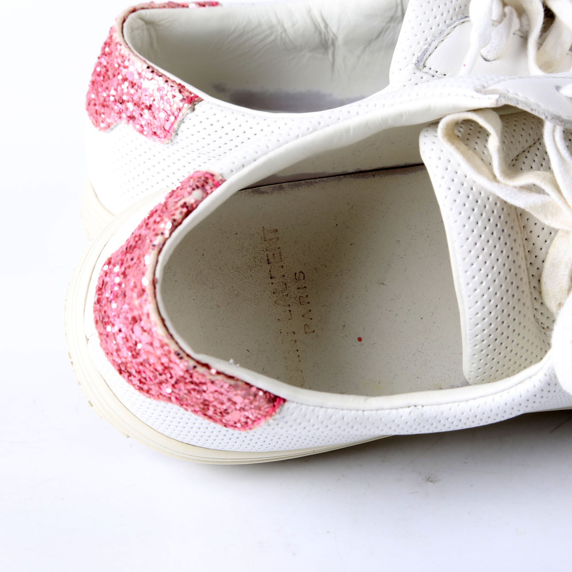 SAINT LAURENT Court Classic Sneakers Size 36.5 White/Glitter